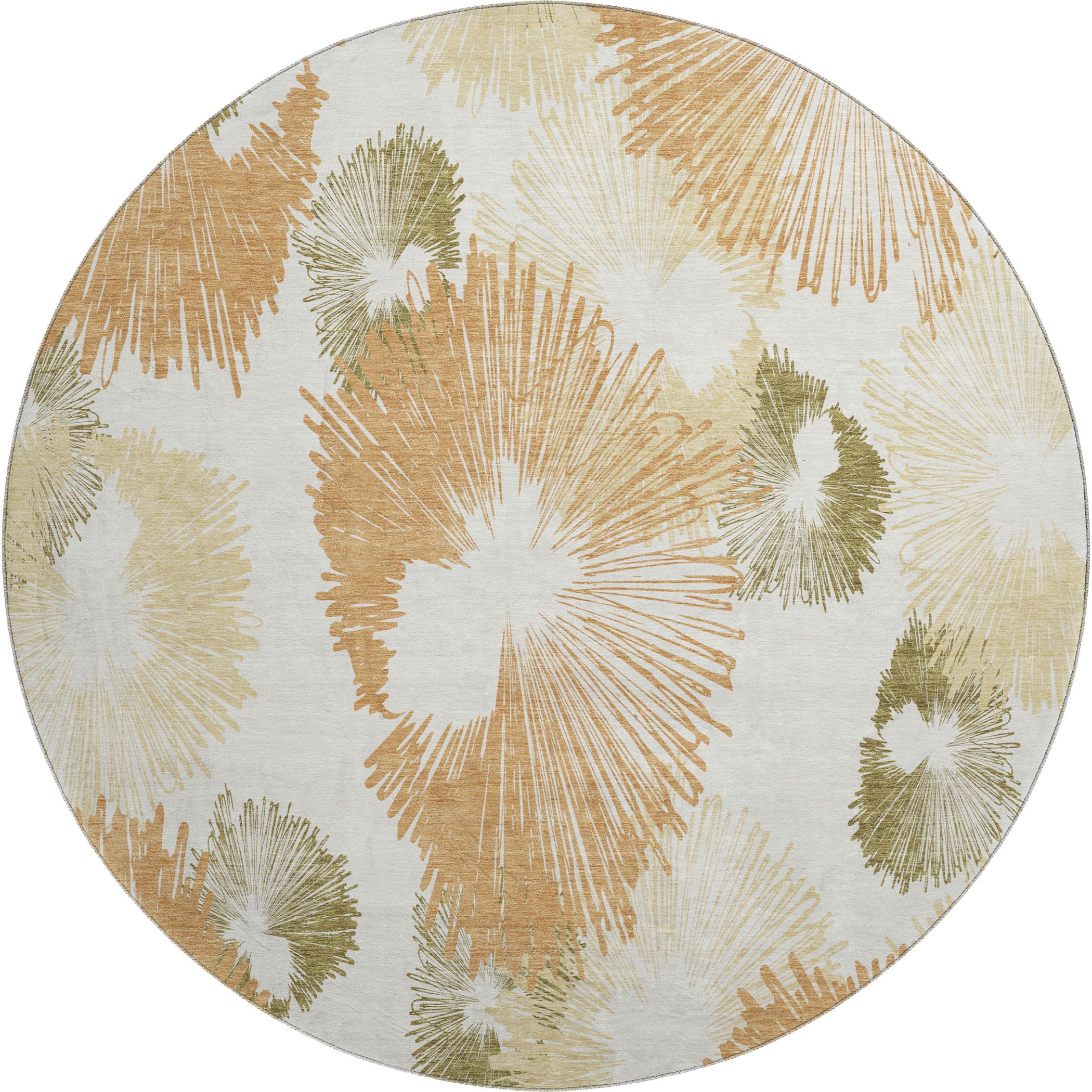 Marrakech Machine Washable Transitional Coral Orange Rug 8' x 8' #shape_Round