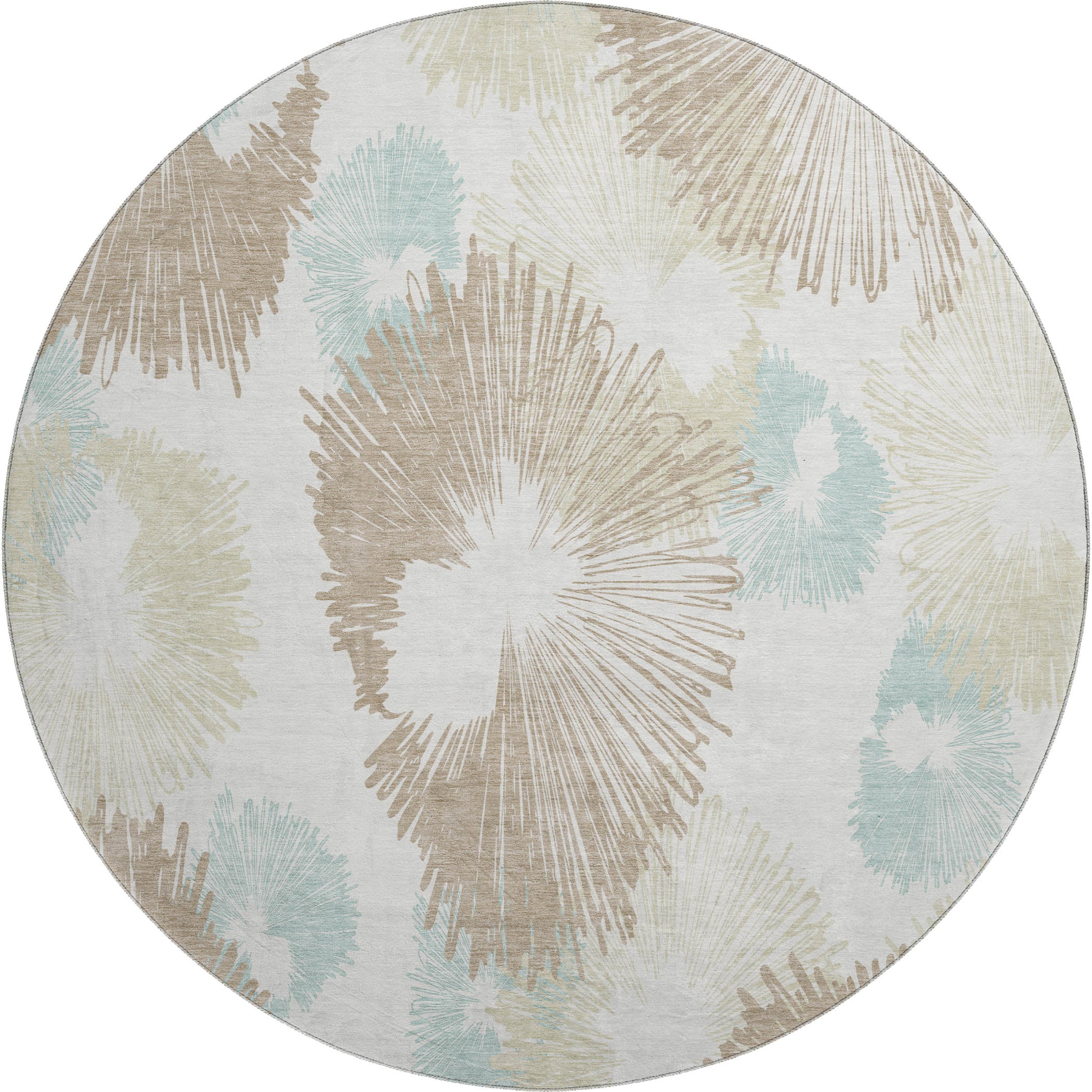 Marrakech Machine Washable Transitional Mocha Brown Rug 8' x 8' #shape_Round