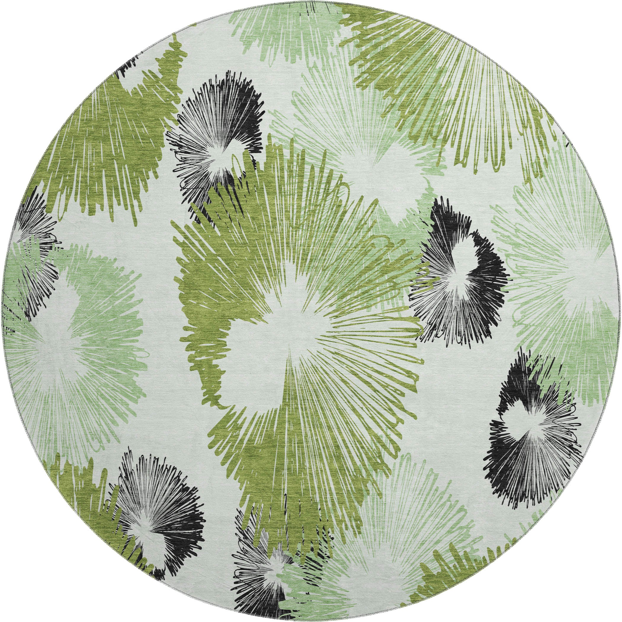 Marrakech Machine Washable Transitional Olive Green Rug 8' x 8' #shape_Round