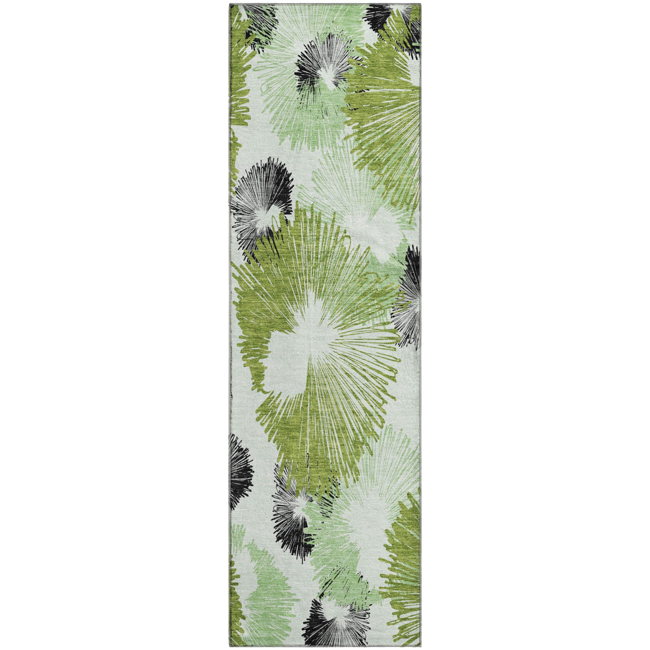 Marrakech Machine Washable Transitional Olive Green Rug 2'3" x 7'6" #shape_Runner