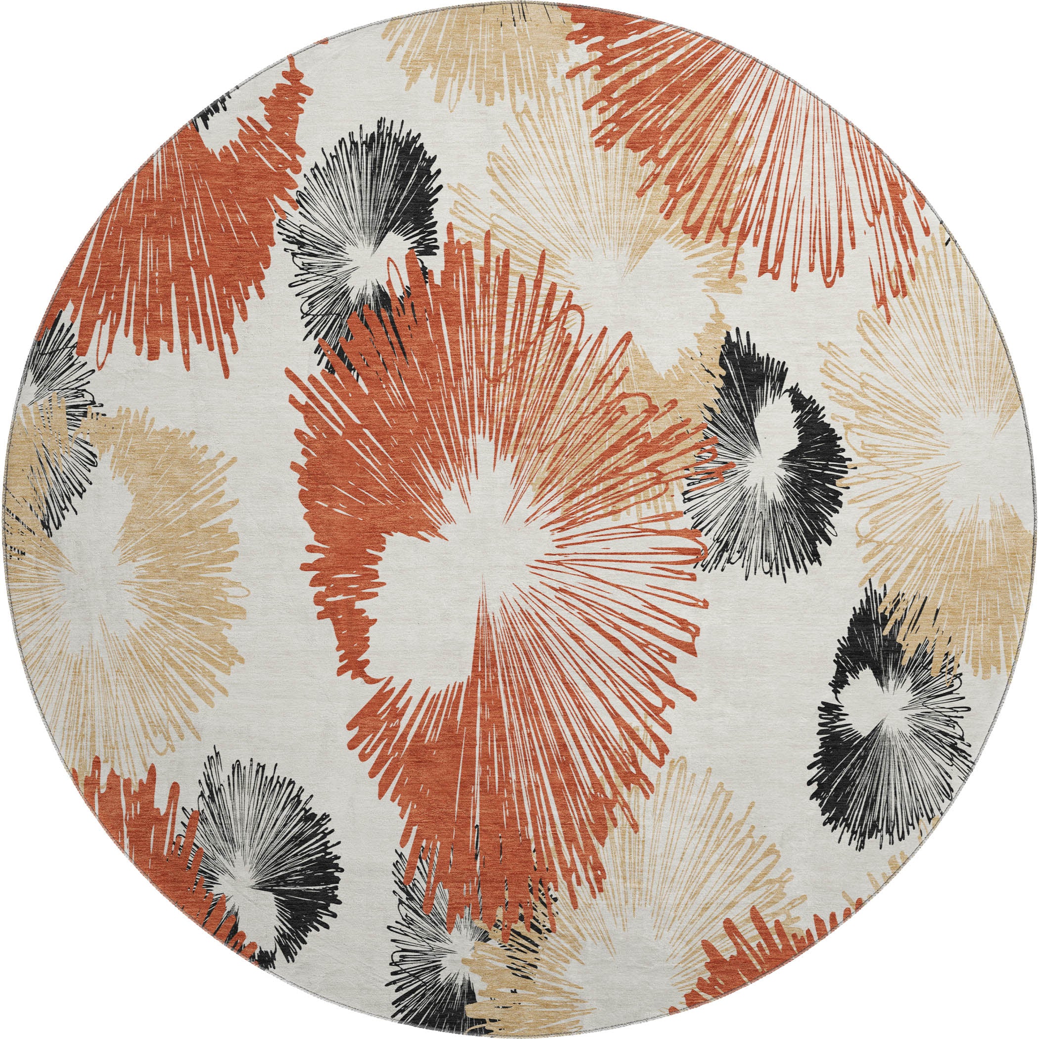 Marrakech Machine Washable Transitional Paprika Orange Rug 8' x 8' #shape_Round