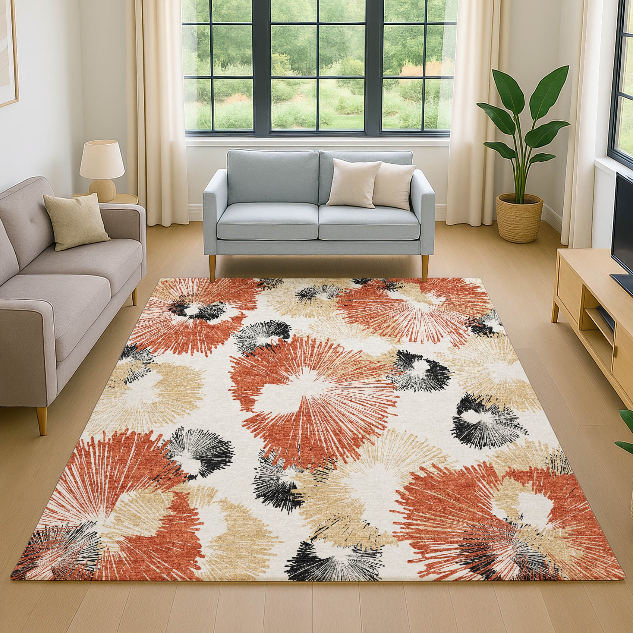Marrakech Machine Washable Transitional Paprika Orange Rug 2'6" x 3'10" #shape_Rectangle