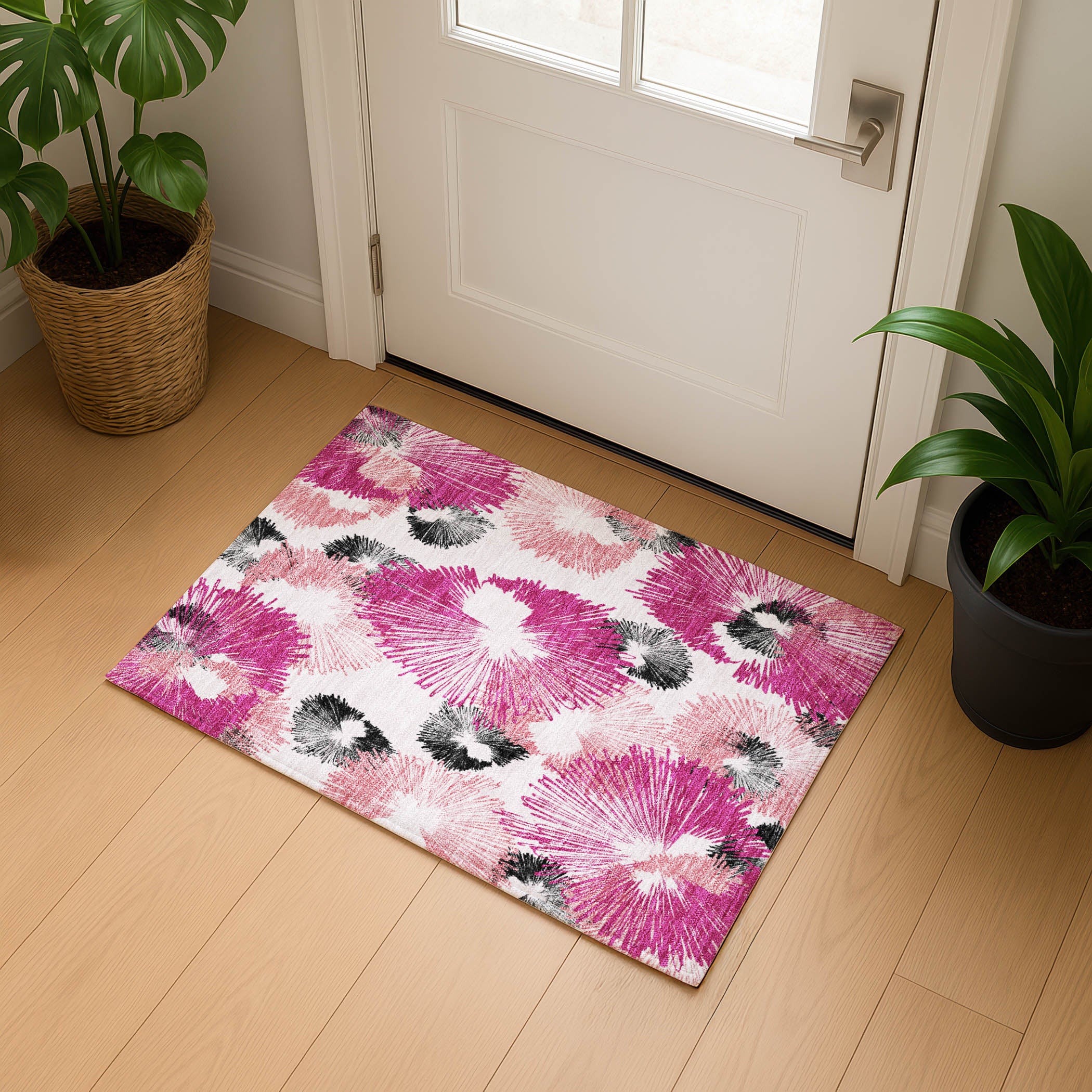 Marrakech Machine Washable Transitional Pink Rug 1'8" x 2'6" #shape_Rectangle