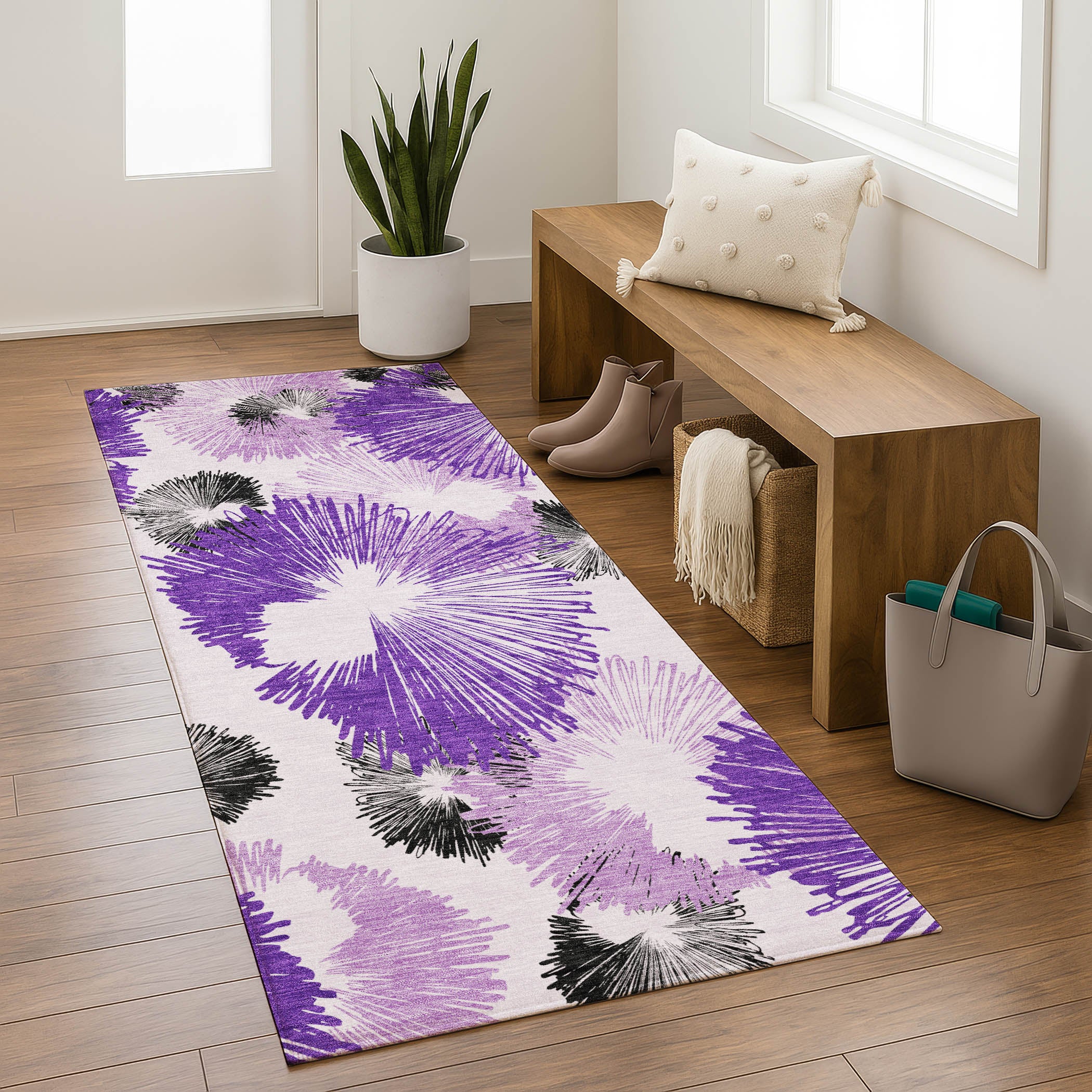 Marrakech Machine Washable Transitional Purple Rug 2'3" x 7'6" #shape_Runner