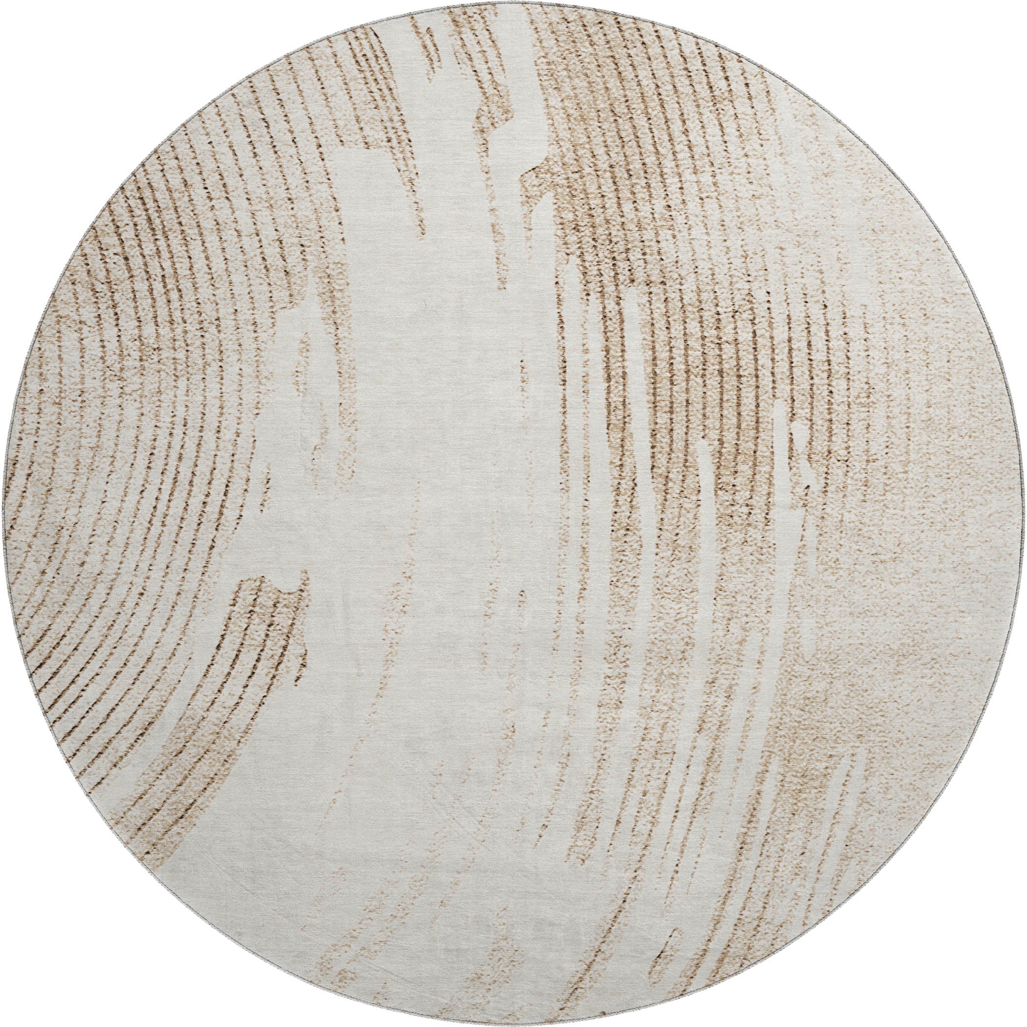 Dublin Machine Washable Transitional Brown Rug 8' x 8' #shape_Round