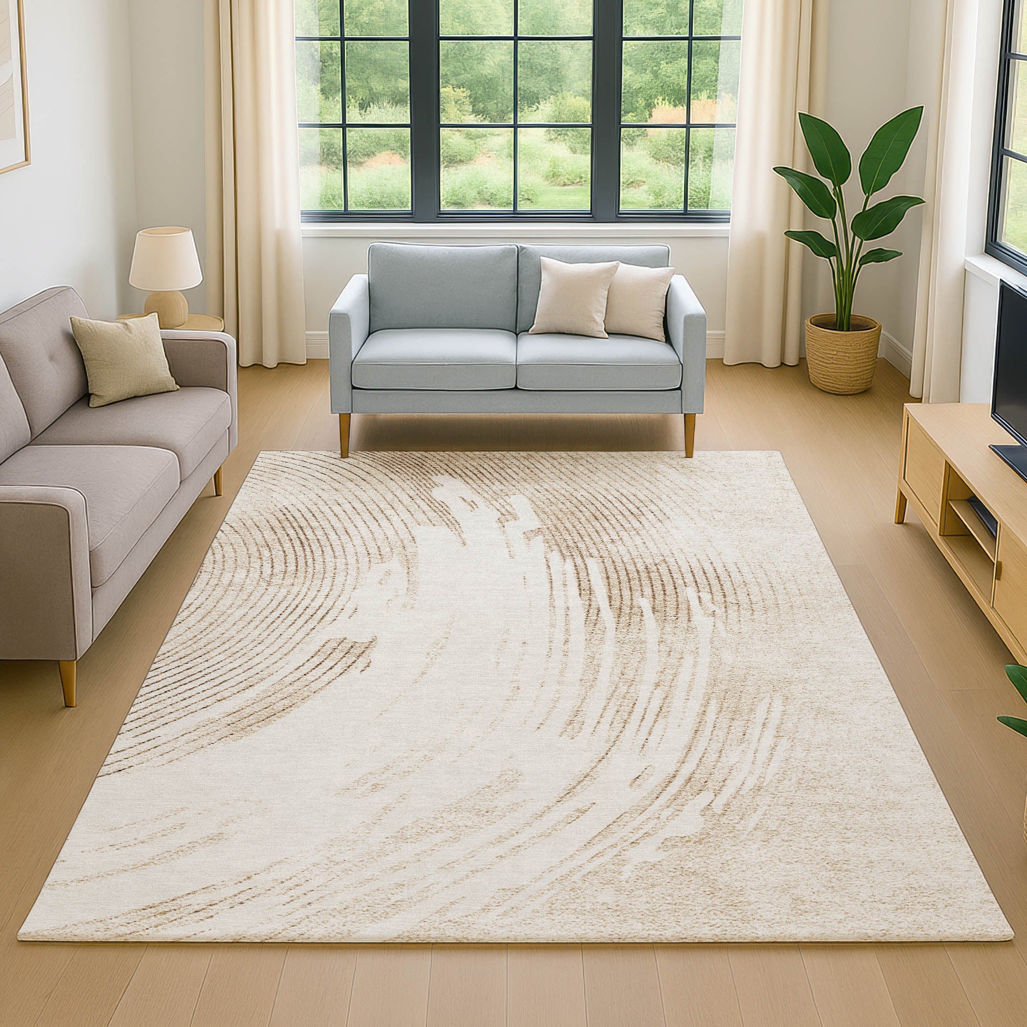 Dublin Machine Washable Transitional Brown Rug 2'6" x 3'10" #shape_Rectangle