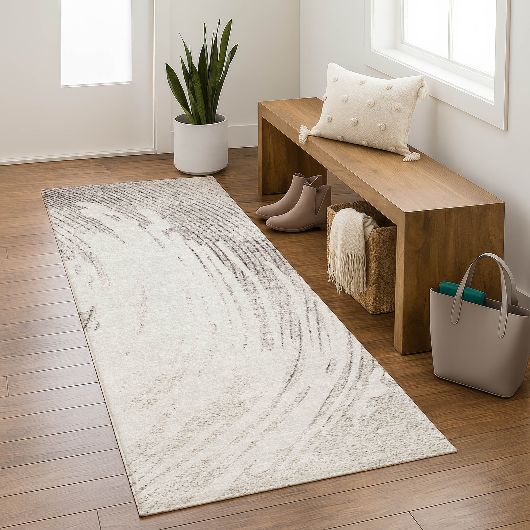 Dublin Machine Washable Transitional Ivory Rug 2'3" x 7'6" #shape_Runner