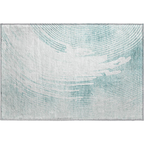 Dublin Machine Washable Transitional Teal Rug 1'8" x 2'6"
