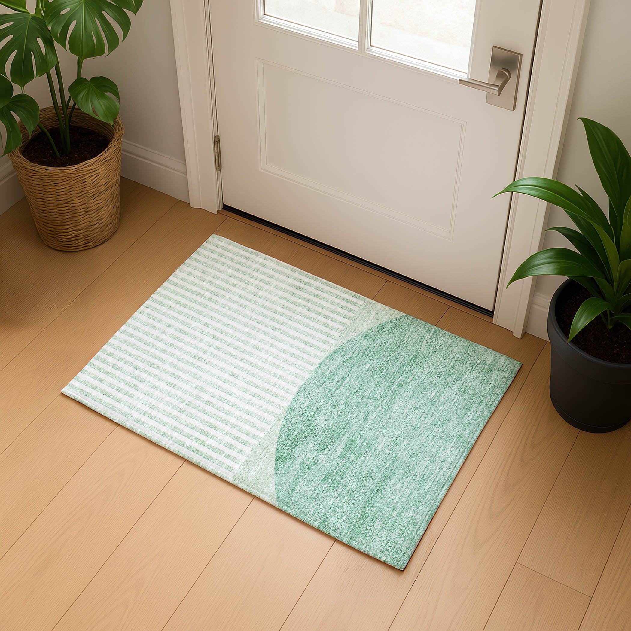 Sintra Machine Washable Transitional Teal Rug 1'8" x 2'6" #shape_Rectangle