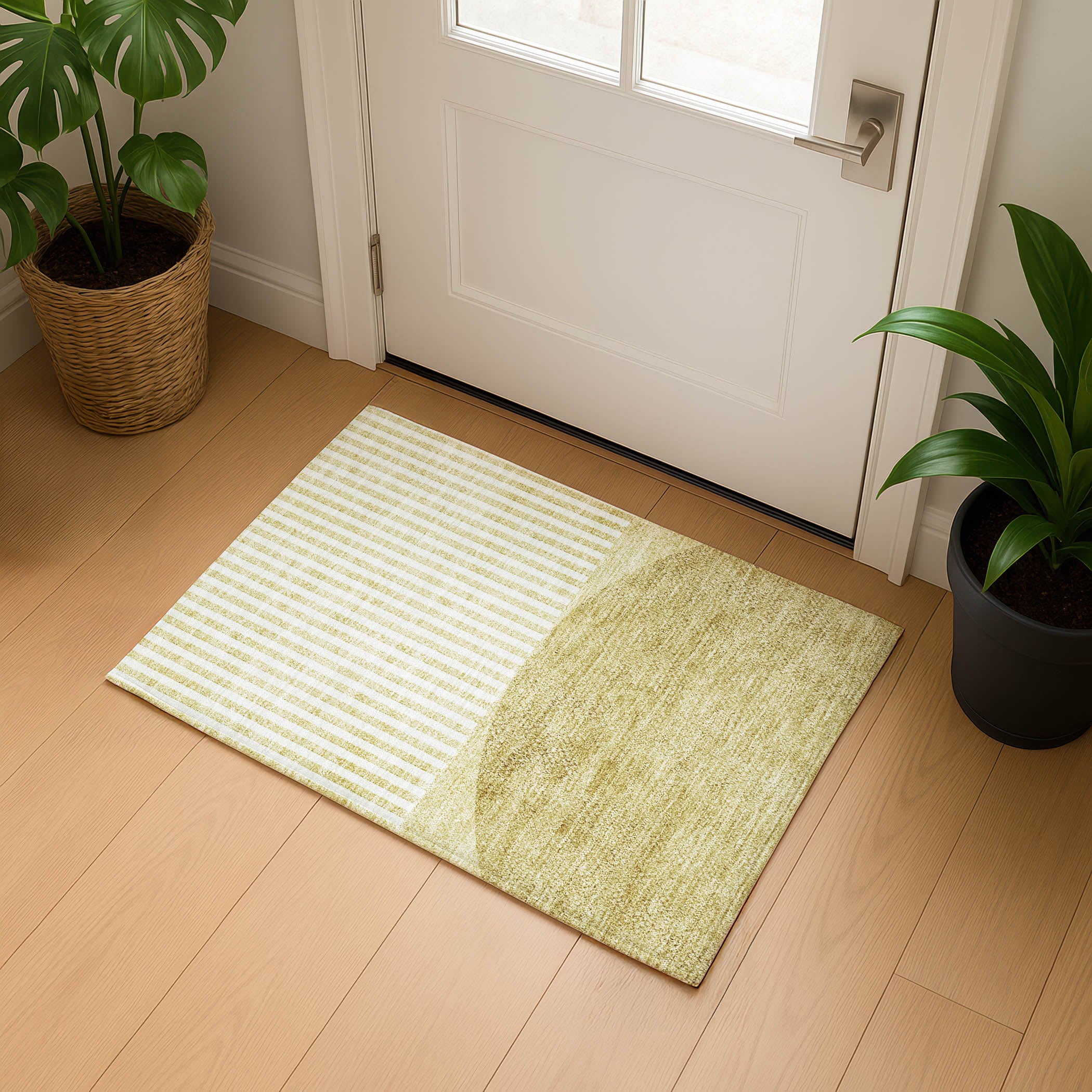 Sintra Machine Washable Transitional Wheat Gold Rug 1'8" x 2'6" #shape_Rectangle
