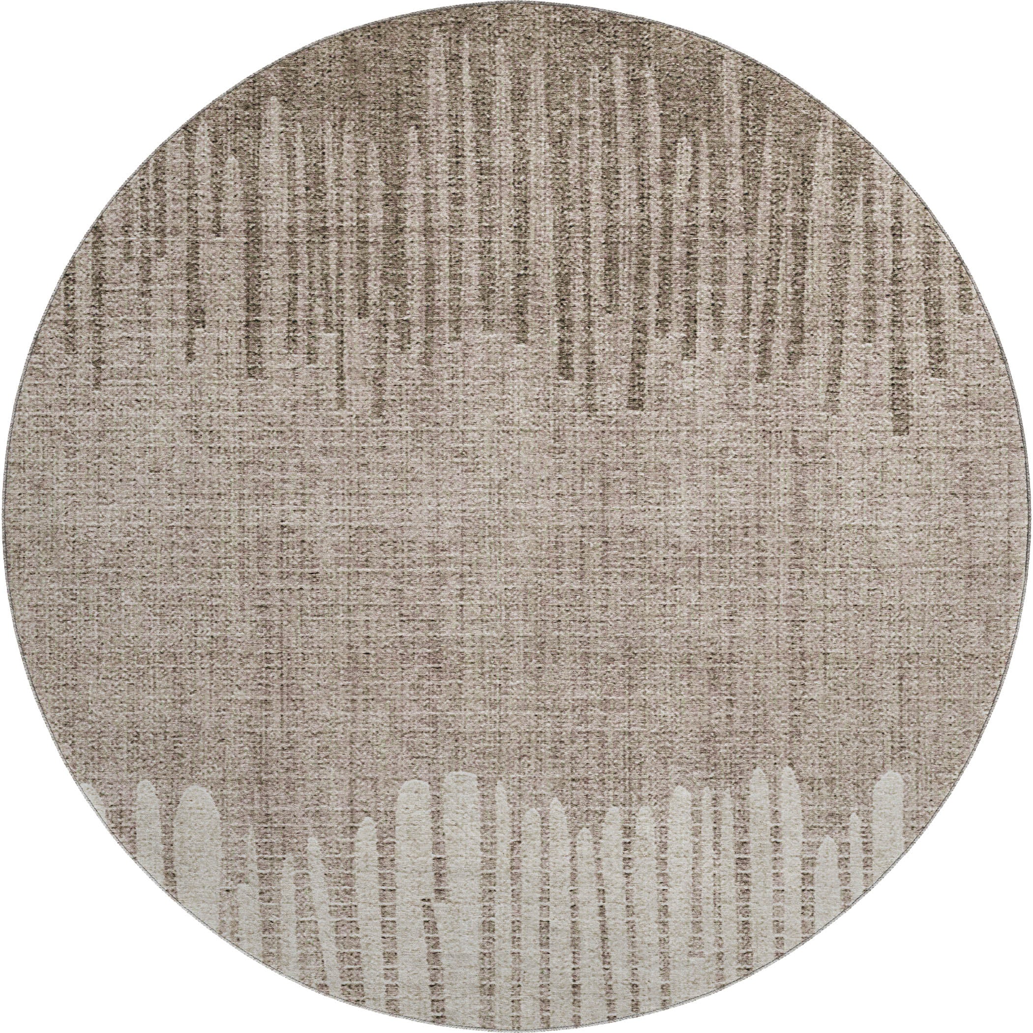 Bern Machine Washable Transitional Brown Rug 8' x 8' #shape_Round