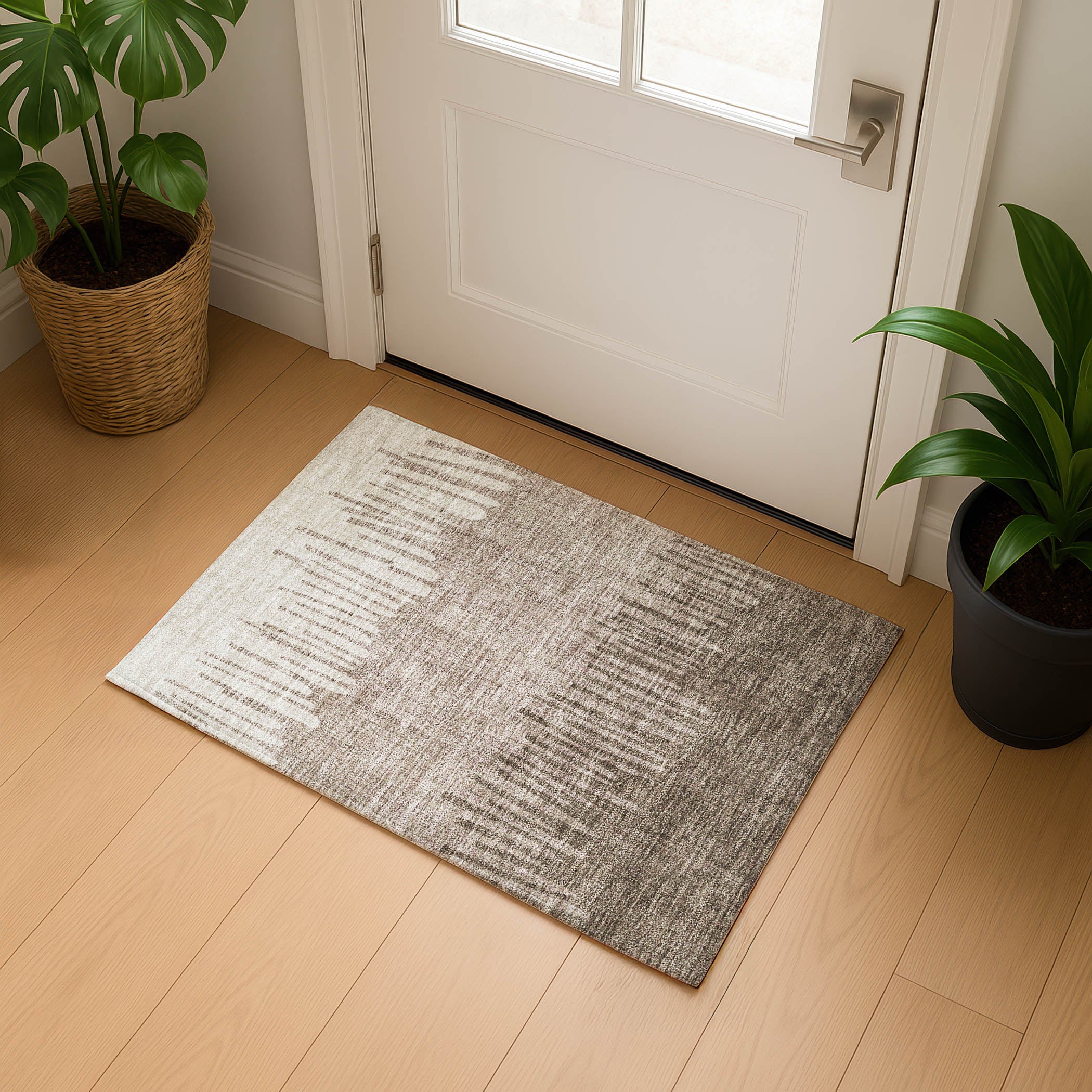 Bern Machine Washable Transitional Brown Rug 1'8" x 2'6" #shape_Rectangle