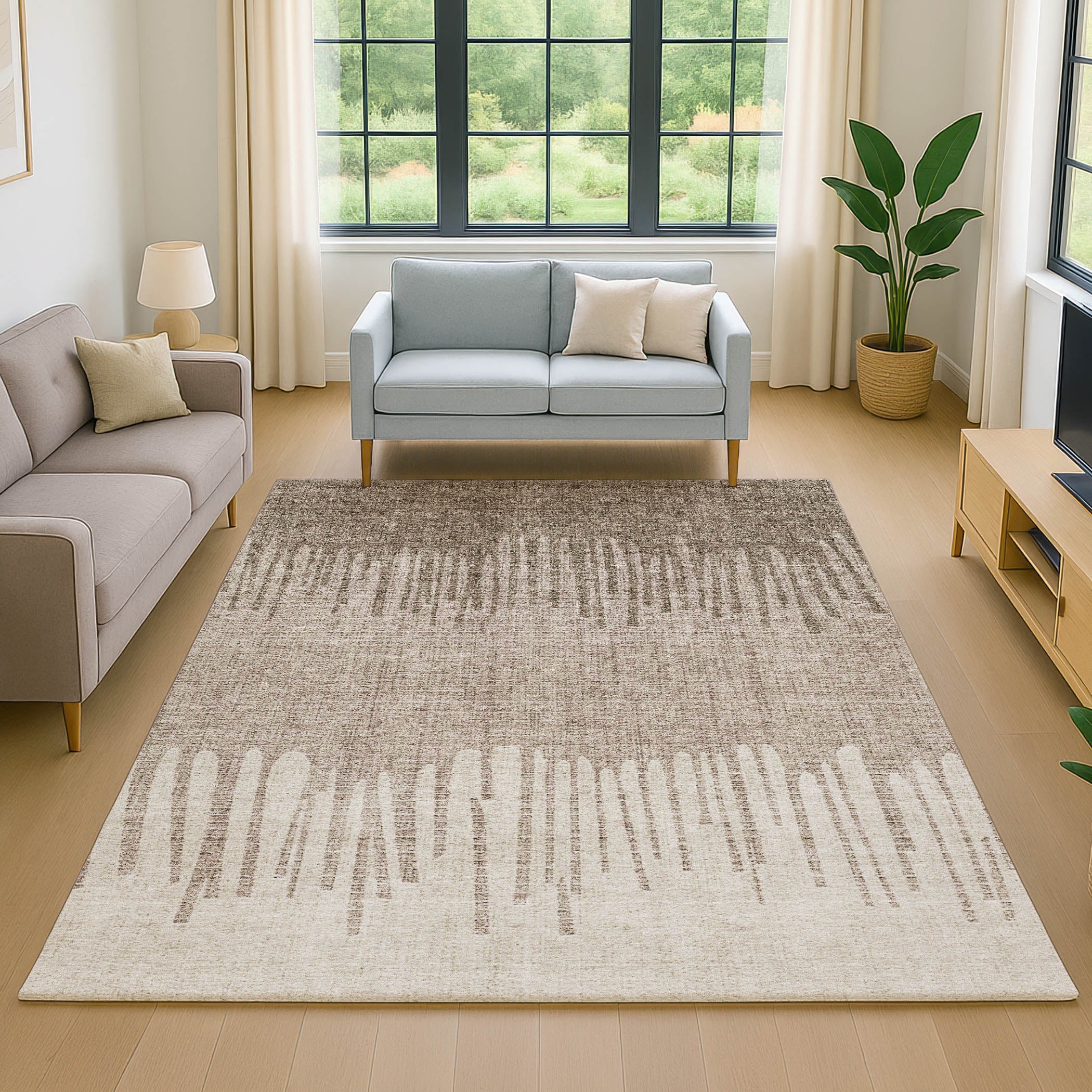 Bern Machine Washable Transitional Brown Rug 2'6" x 3'10" #shape_Rectangle
