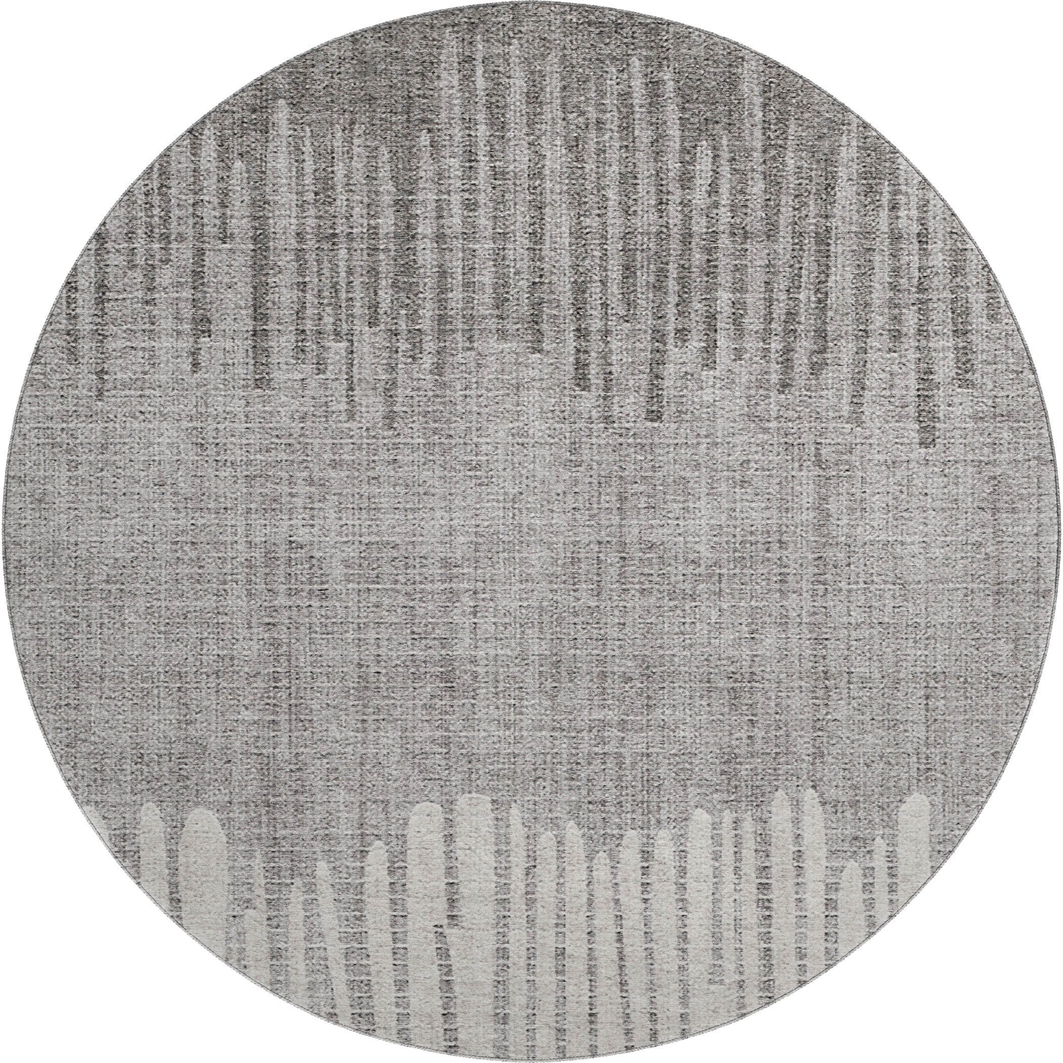 Bern Machine Washable Transitional Gray Rug 8' x 8' #shape_Round