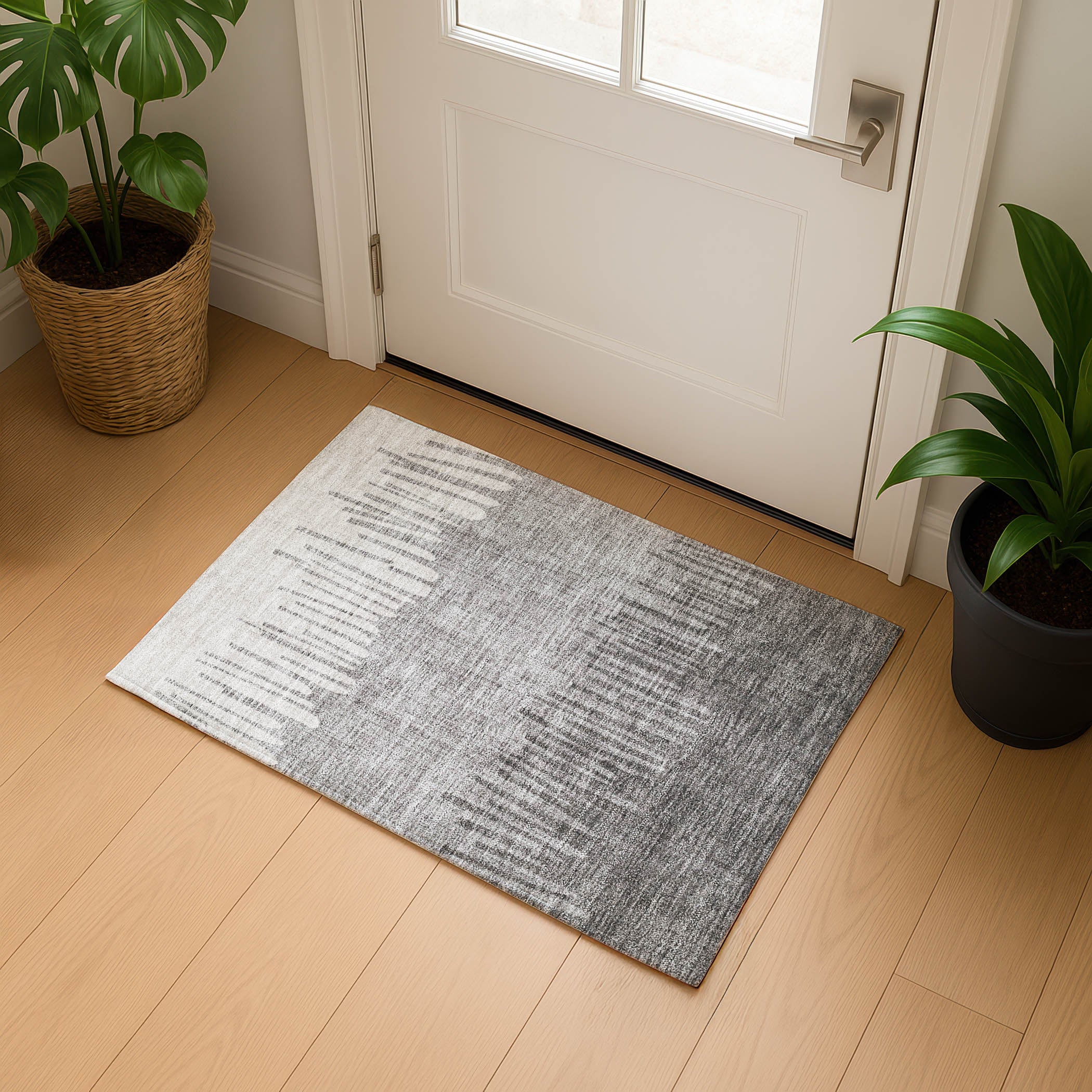 Bern Machine Washable Transitional Gray Rug 1'8" x 2'6" #shape_Rectangle