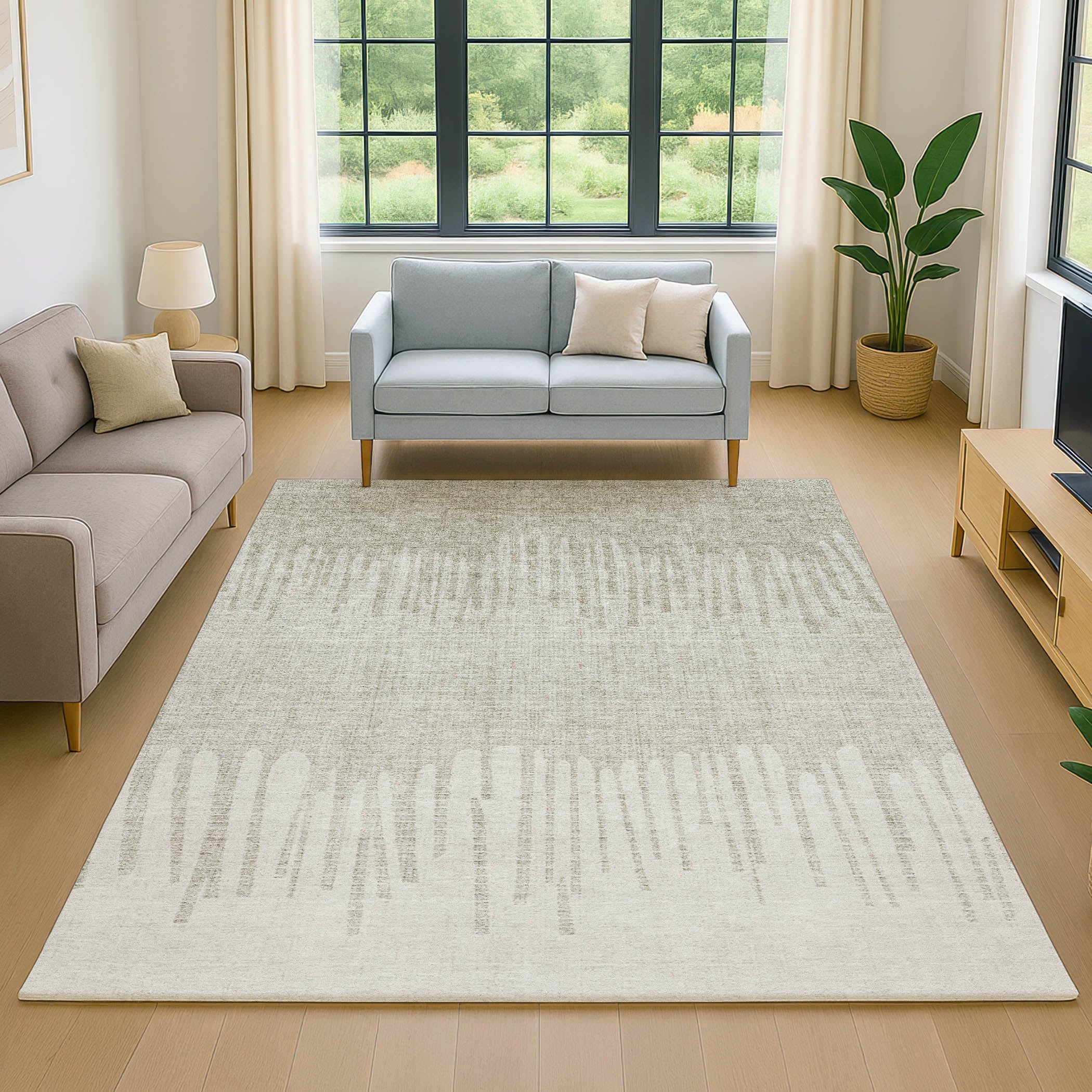 Bern Machine Washable Transitional Putty Ivory Rug 2'6" x 3'10" #shape_Rectangle