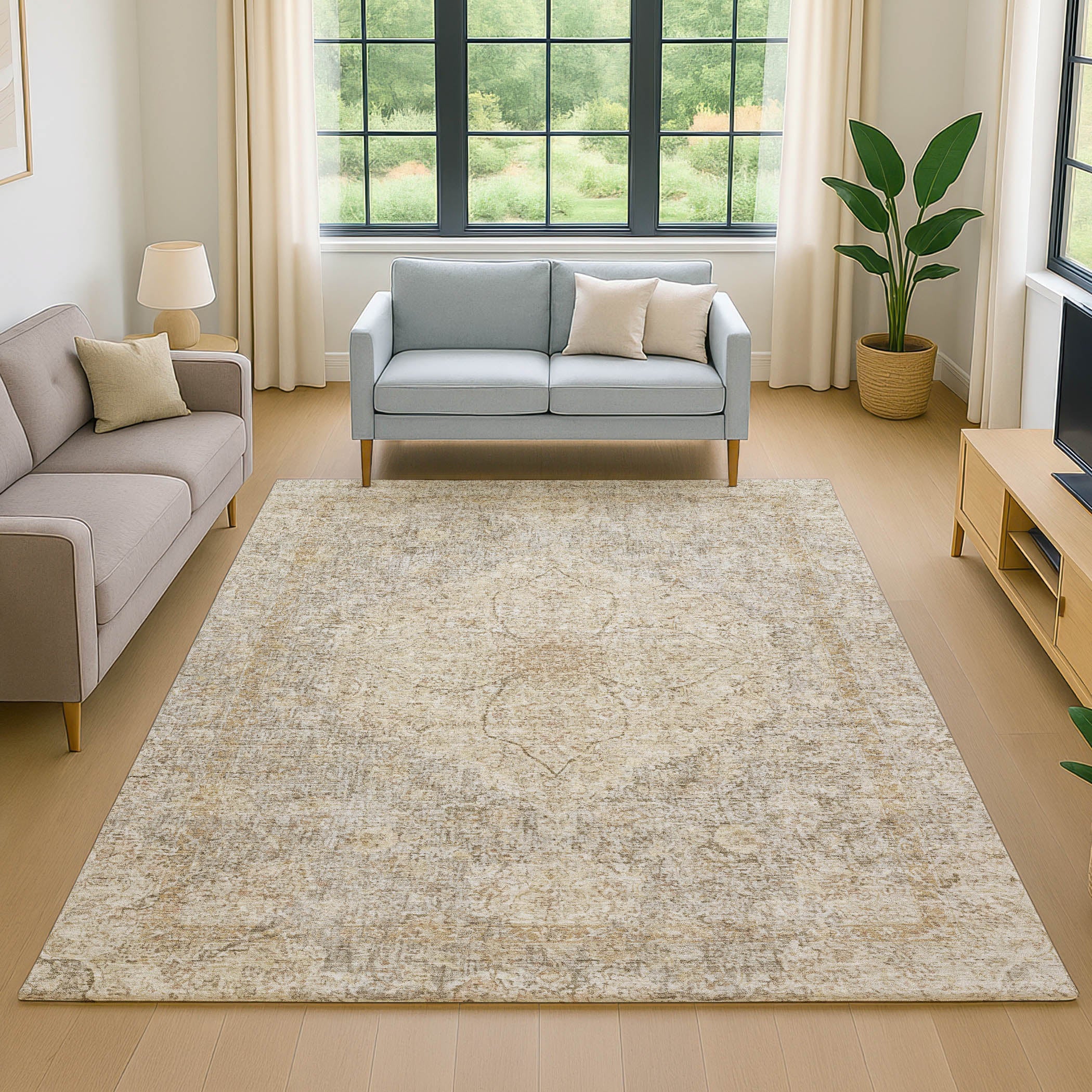 Marrakech Machine Washable Traditional Beige Brown Rug 2'6" x 3'10" #shape_Rectangle