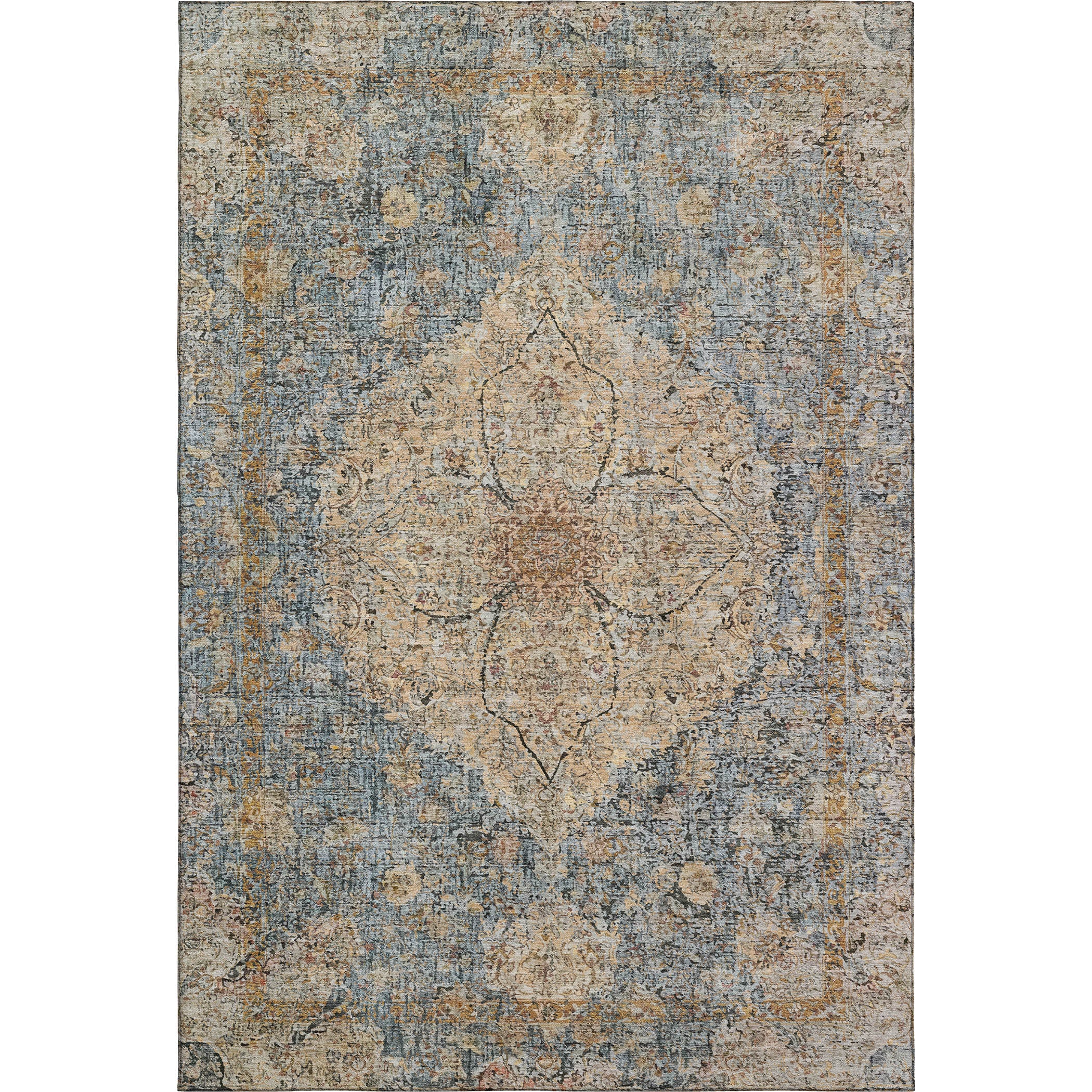 Marrakech Machine Washable Traditional Blue Rug 2'6" x 3'10" #shape_Rectangle
