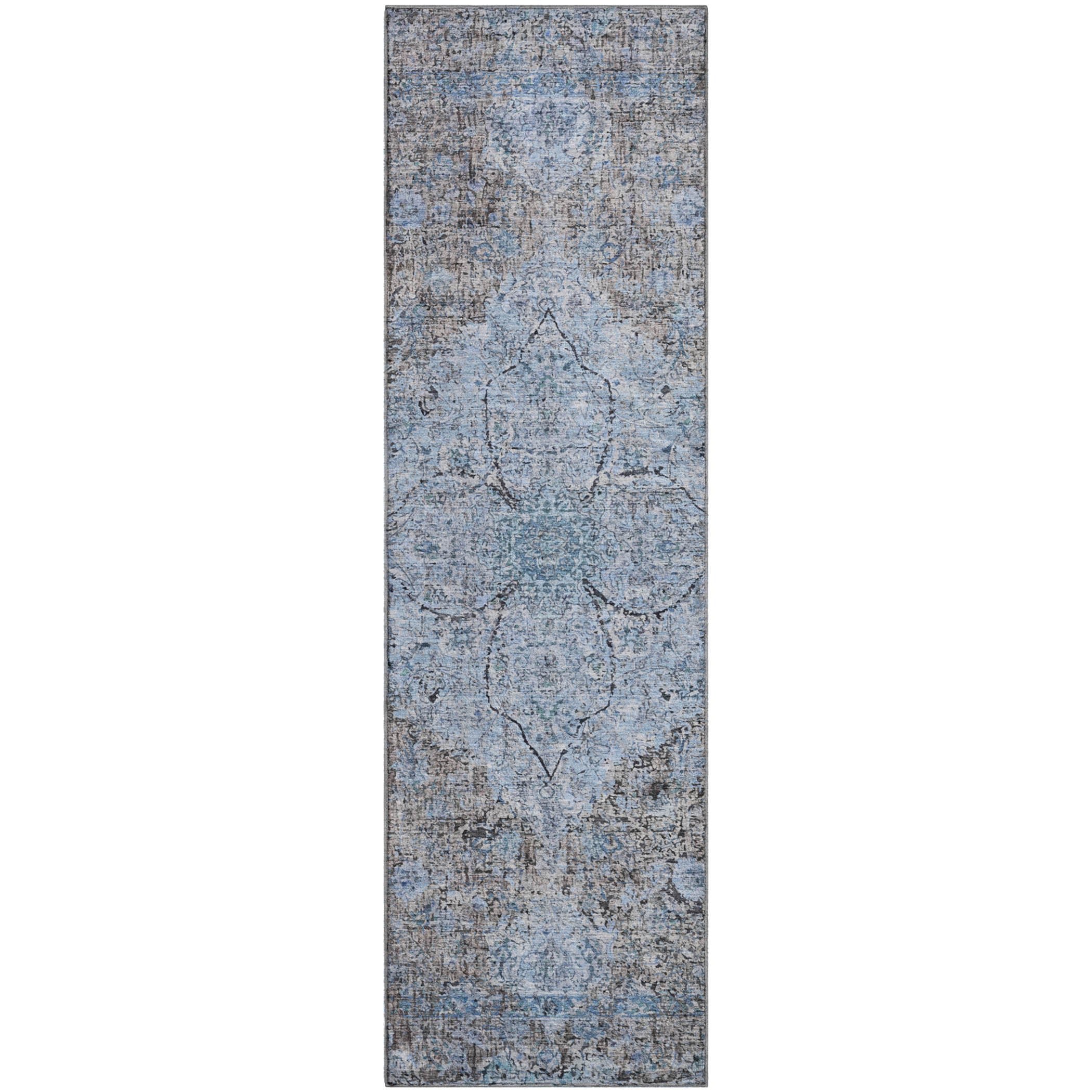 Marrakech Machine Washable Traditional Gray Rug 2'3" x 7'6" #shape_Runner