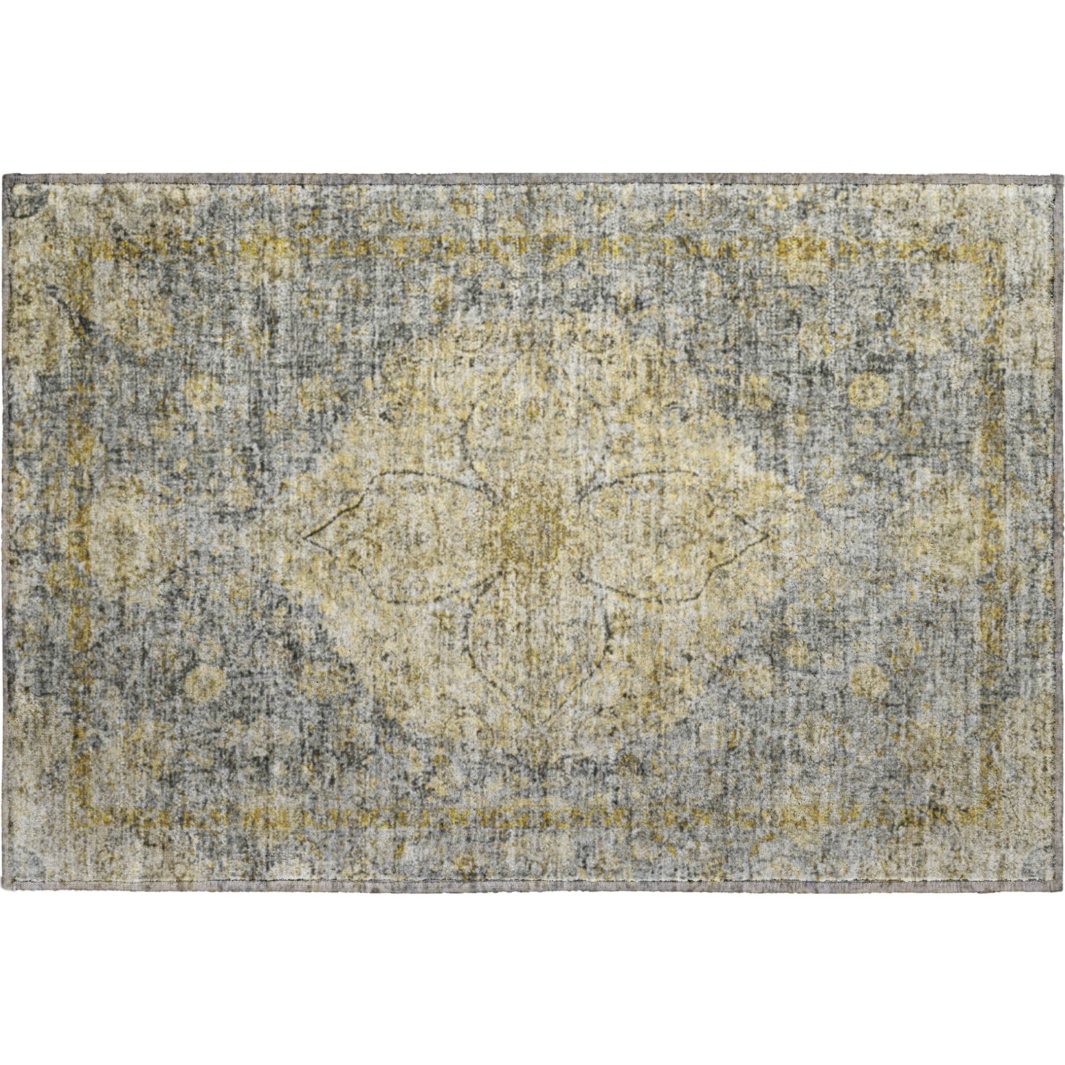 Marrakech Machine Washable Traditional Pewter Gray Rug 1'8" x 2'6" #shape_Rectangle