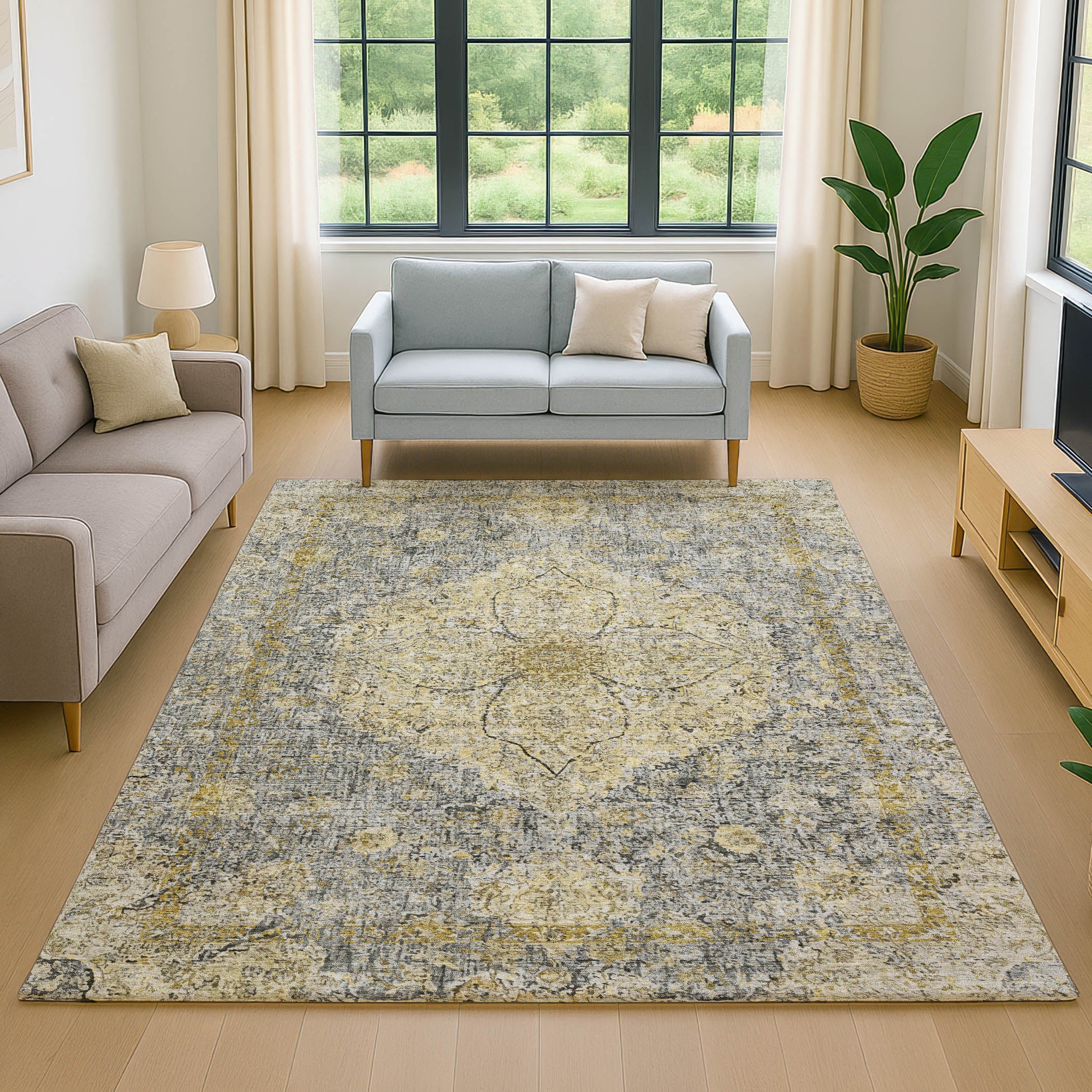 Marrakech Machine Washable Traditional Pewter Gray Rug 2'6" x 3'10" #shape_Rectangle