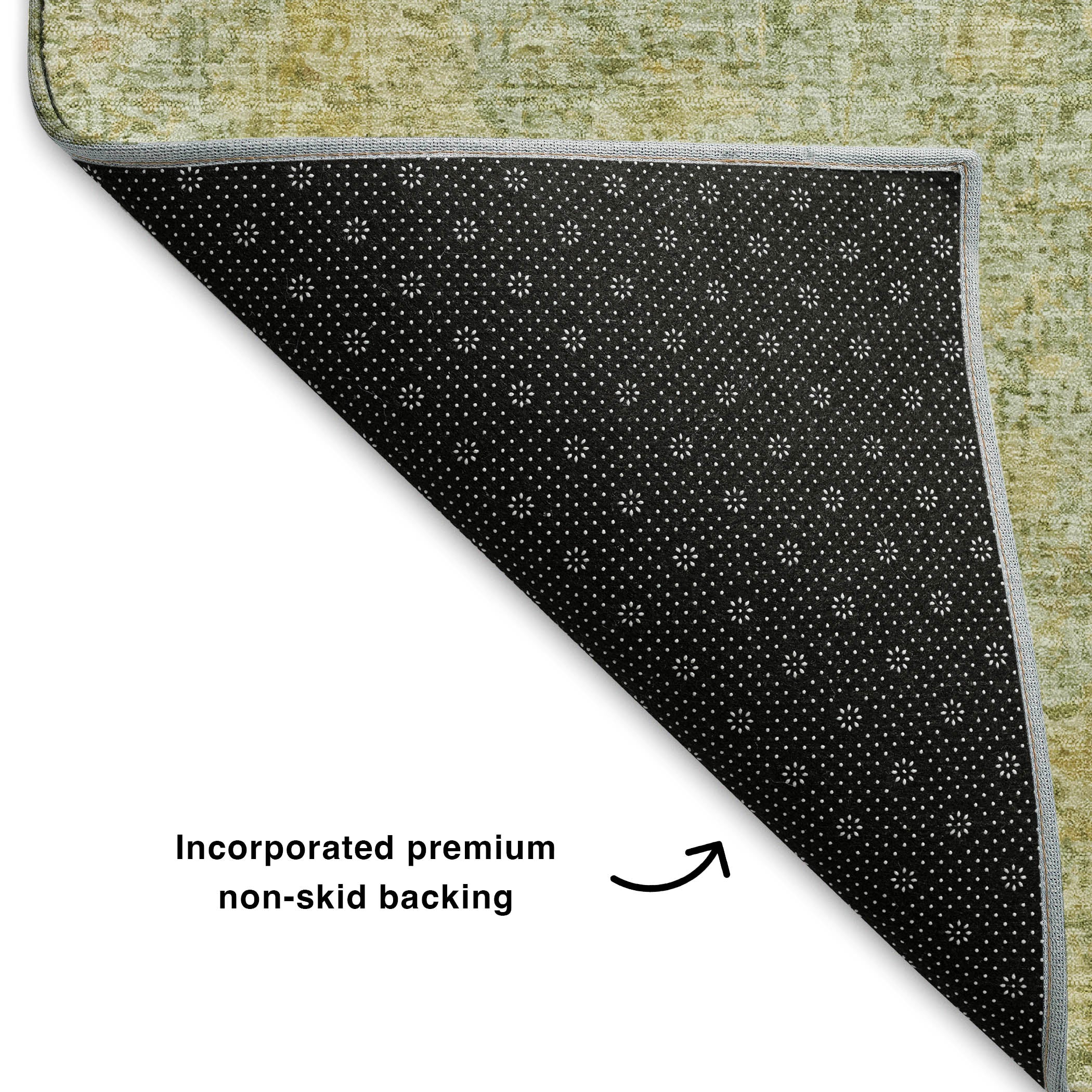 Marrakech Machine Washable Traditional Sage Green Rug 1'8" x 2'6" #shape_Rectangle