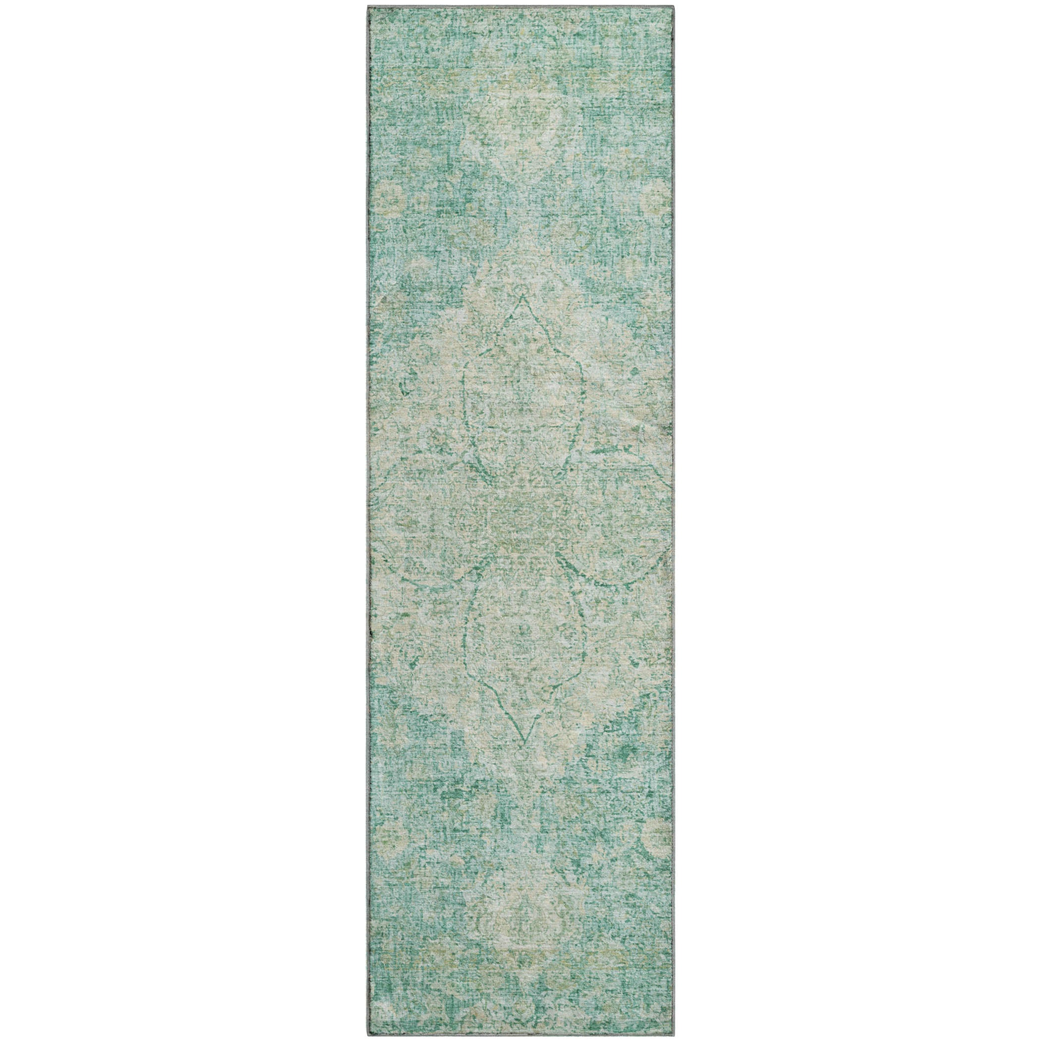 Marrakech Machine Washable Traditional Teal Rug 2'3" x 7'6" #shape_Runner