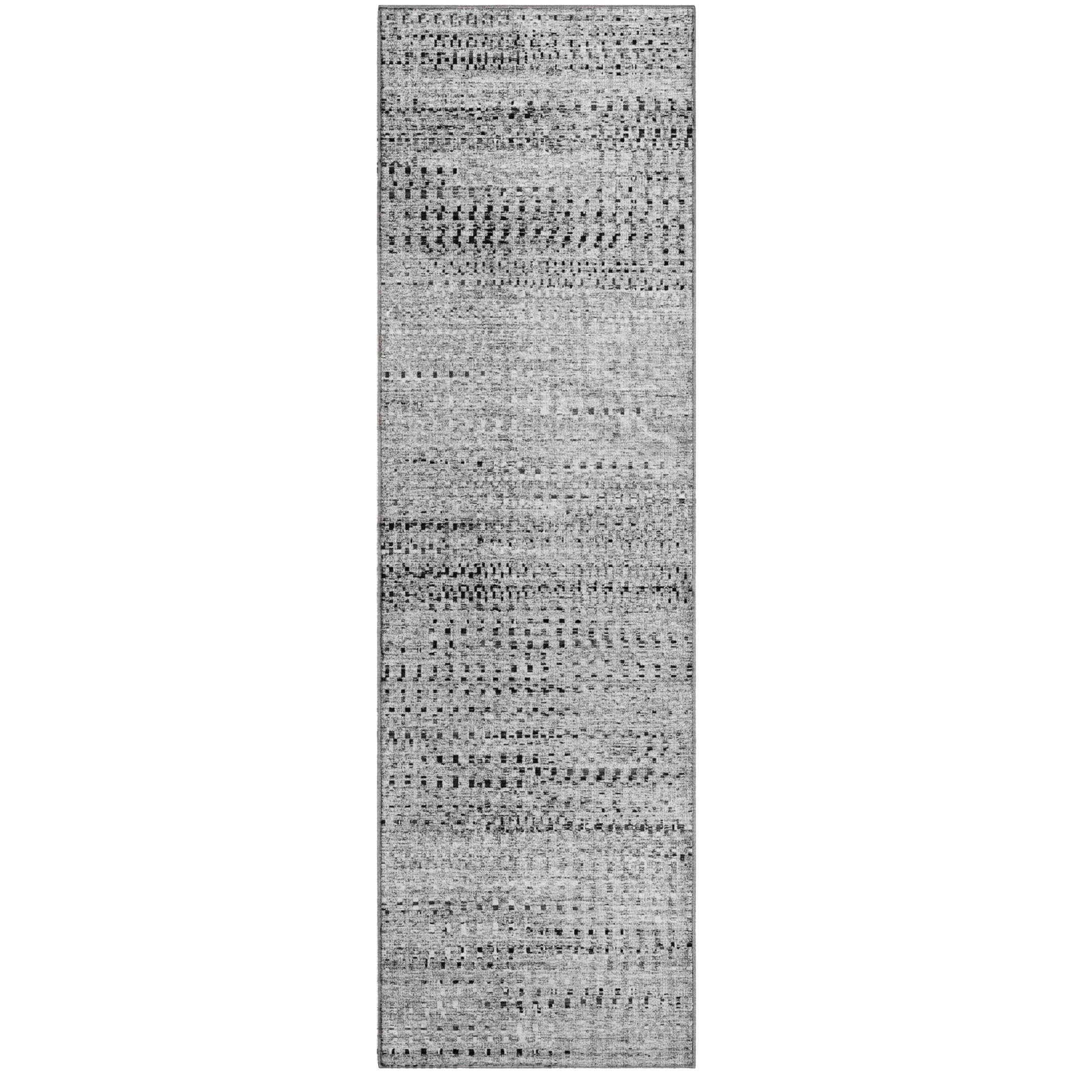 Kathmandu Machine Washable Transitional Gray Rug 2'3" x 7'6" #shape_Runner