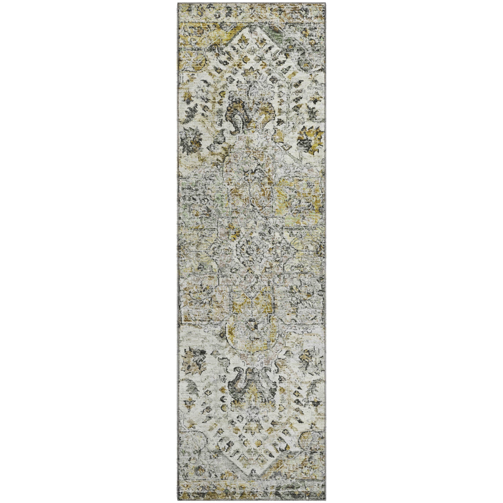 Bogota Machine Washable Traditional Beige Brown Rug 2'3" x 7'6" #shape_Runner