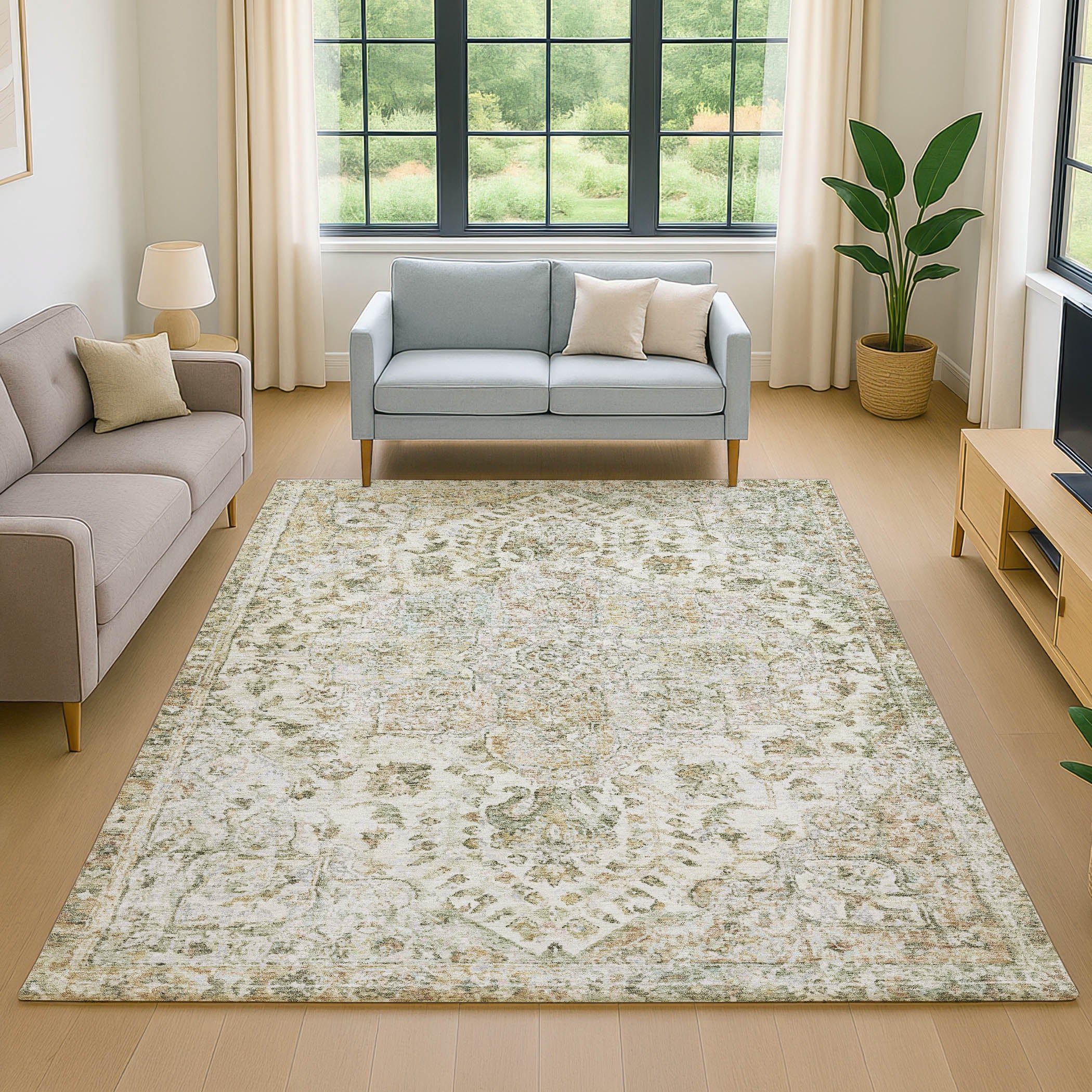 Bogota Machine Washable Traditional Ivory Rug 2'6" x 3'10" #shape_Rectangle