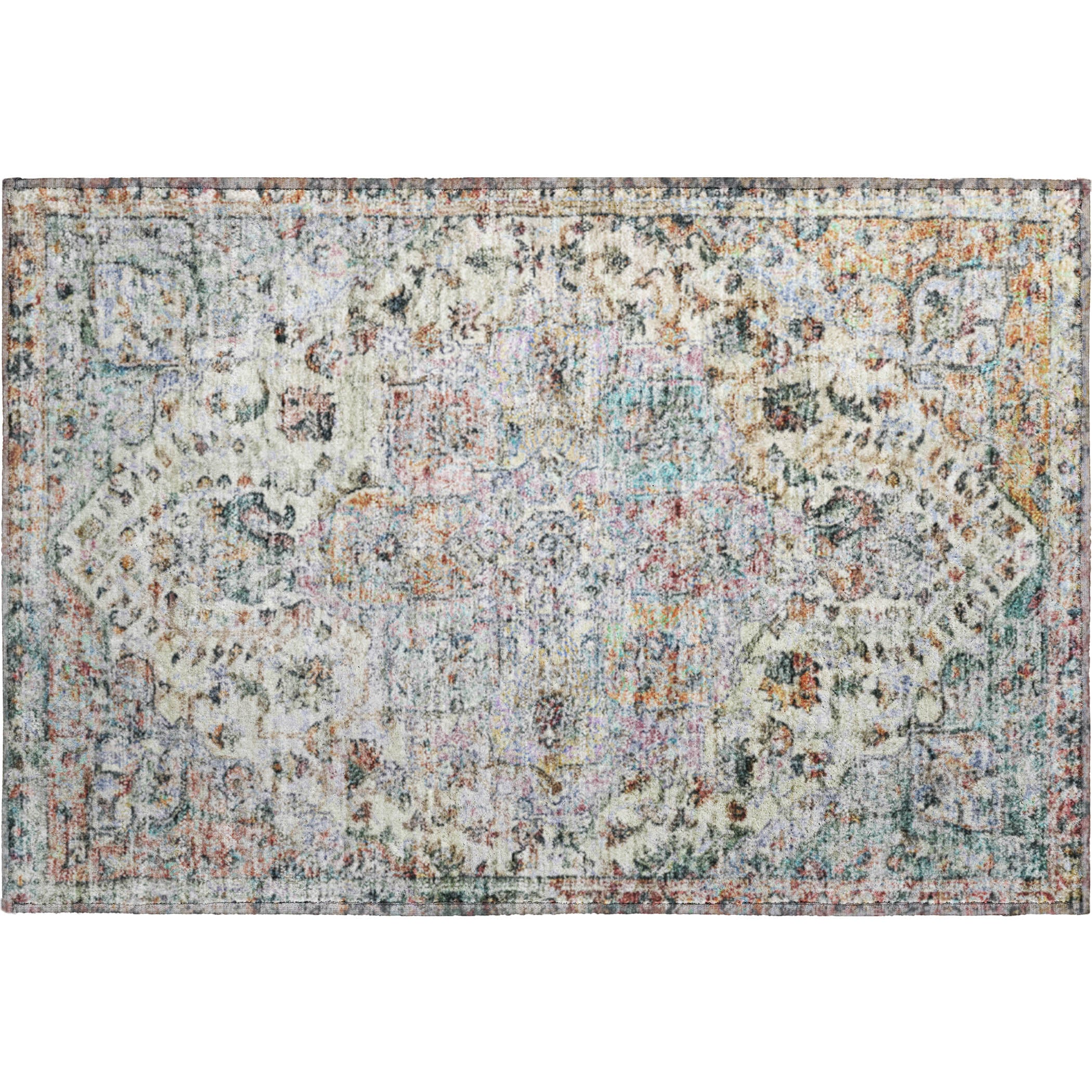 Bogota Machine Washable Traditional Sage Green Rug 1'8" x 2'6" #shape_Rectangle