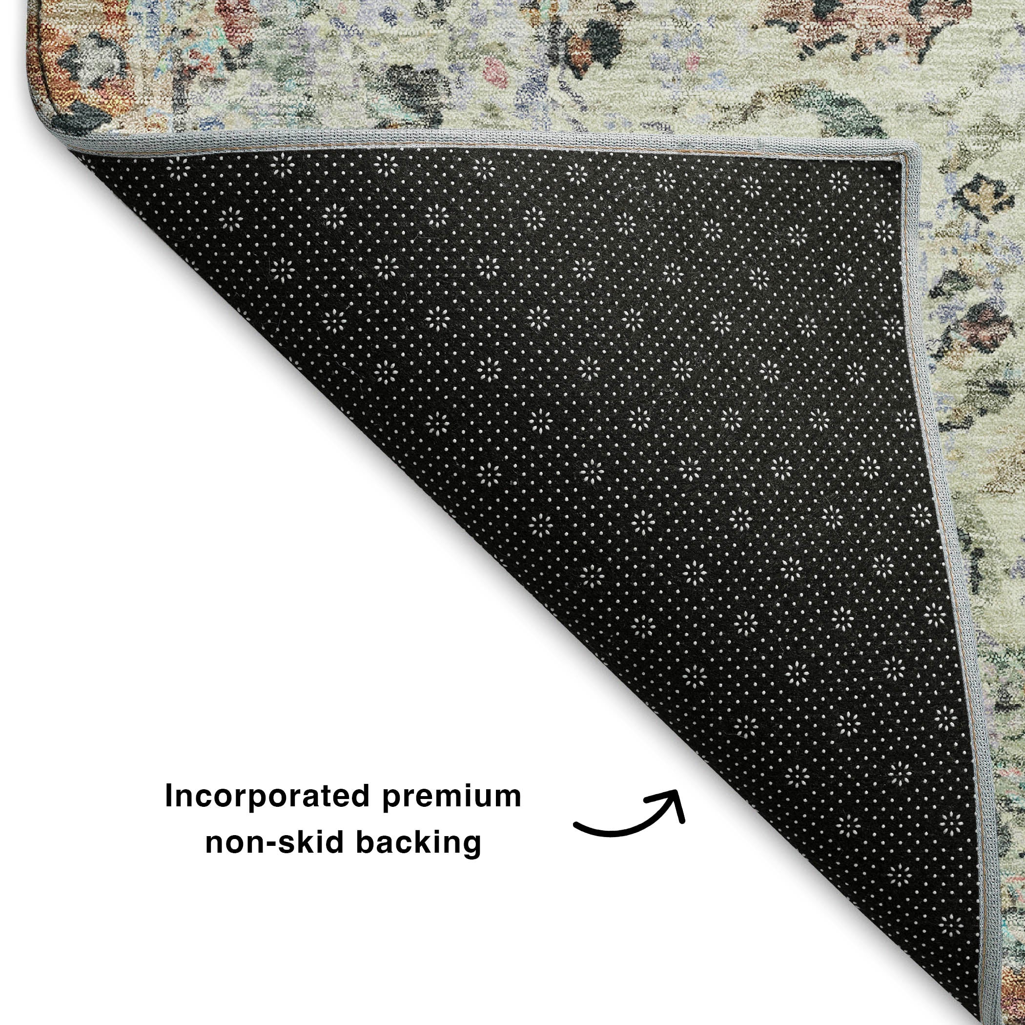Bogota Machine Washable Traditional Sage Green Rug 1'8" x 2'6" #shape_Rectangle