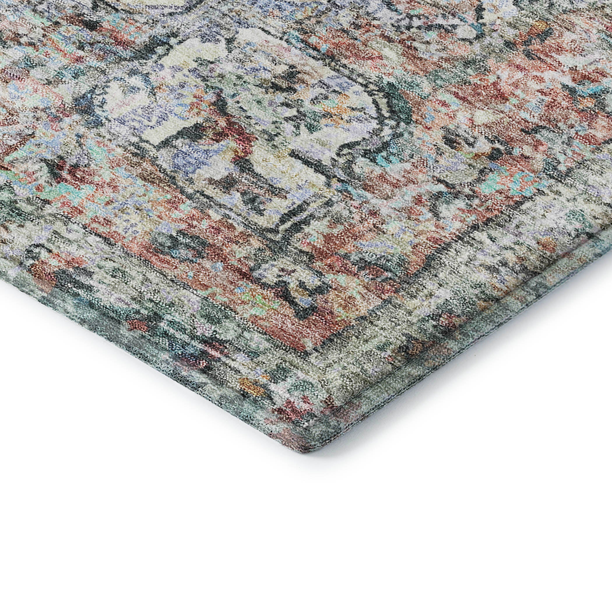 Bogota Machine Washable Traditional Sage Green Rug 1'8" x 2'6" #shape_Rectangle