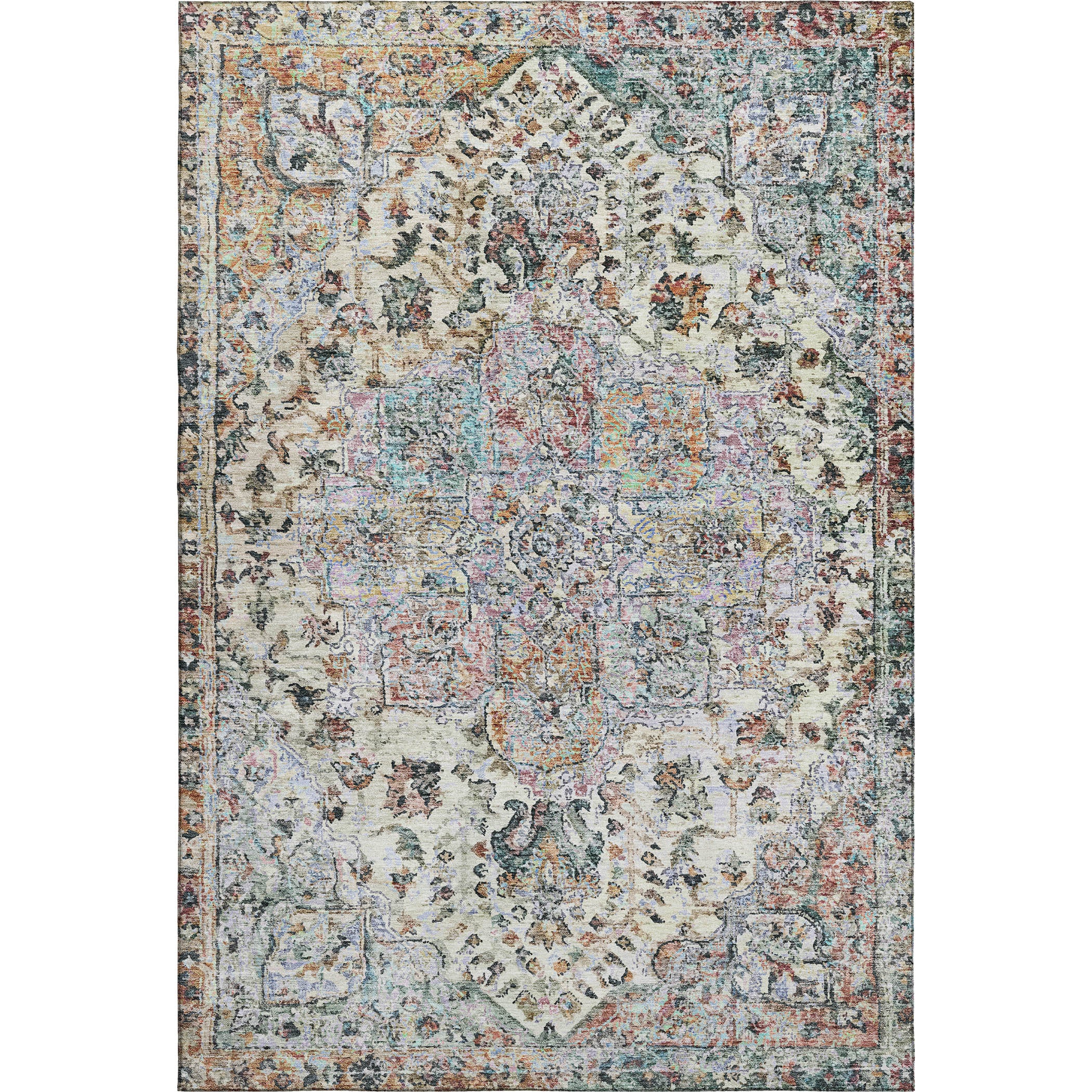 Bogota Machine Washable Traditional Sage Green Rug 2'6" x 3'10" #shape_Rectangle