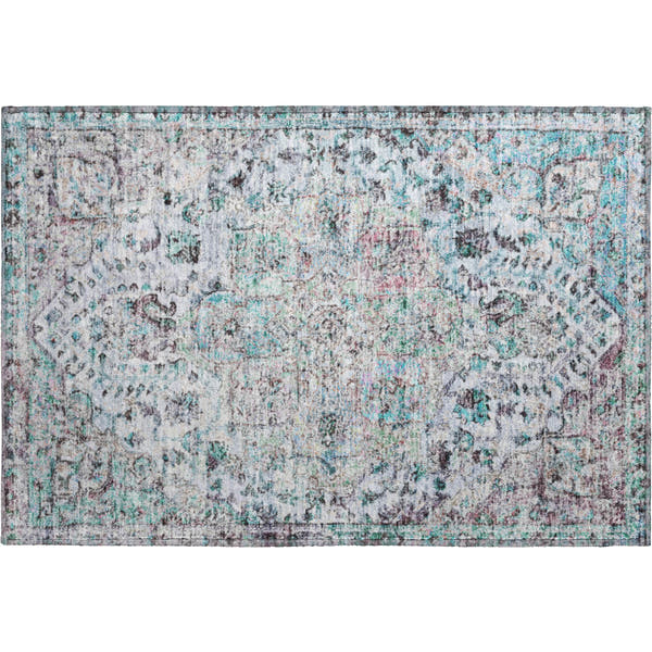 Bogota Machine Washable Traditional Sky Blue Rug 1'8" x 2'6"