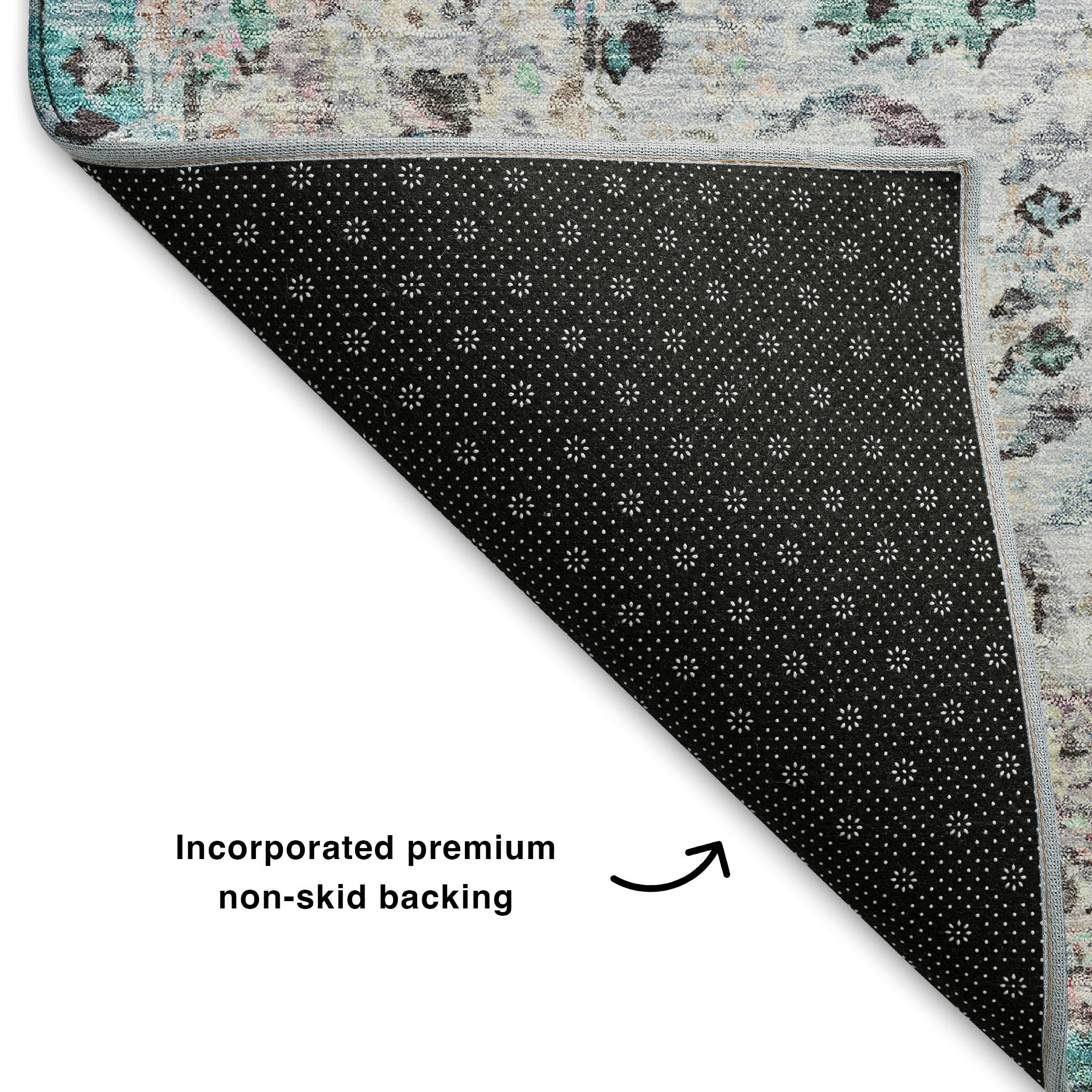 Bogota Machine Washable Traditional Sky Blue Rug 1'8" x 2'6" #shape_Rectangle