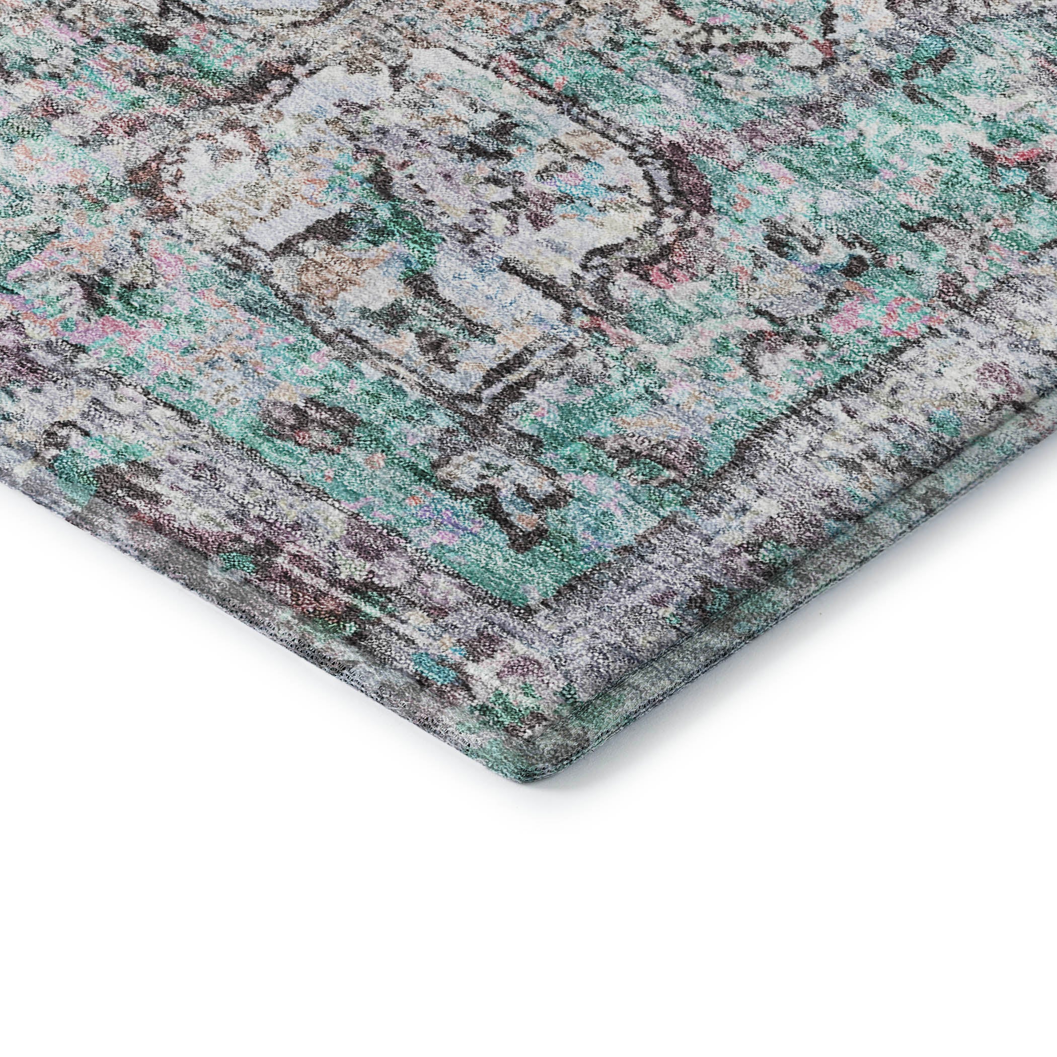 Bogota Machine Washable Traditional Sky Blue Rug 1'8" x 2'6" #shape_Rectangle