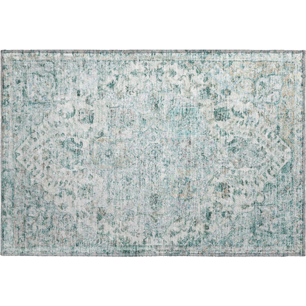 Bogota Machine Washable Traditional Teal Rug 1'8" x 2'6"