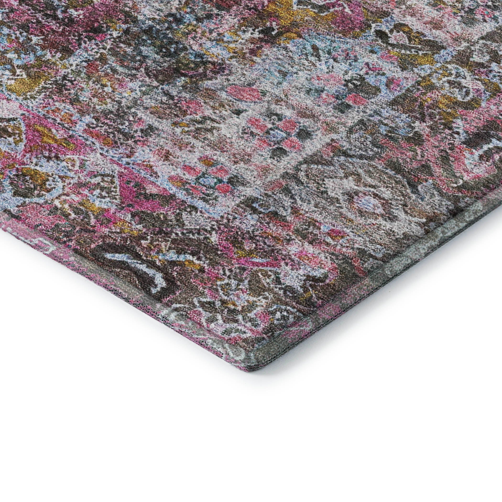 Hoi An Machine Washable Traditional Pink Rug 1'8" x 2'6" #shape_Rectangle