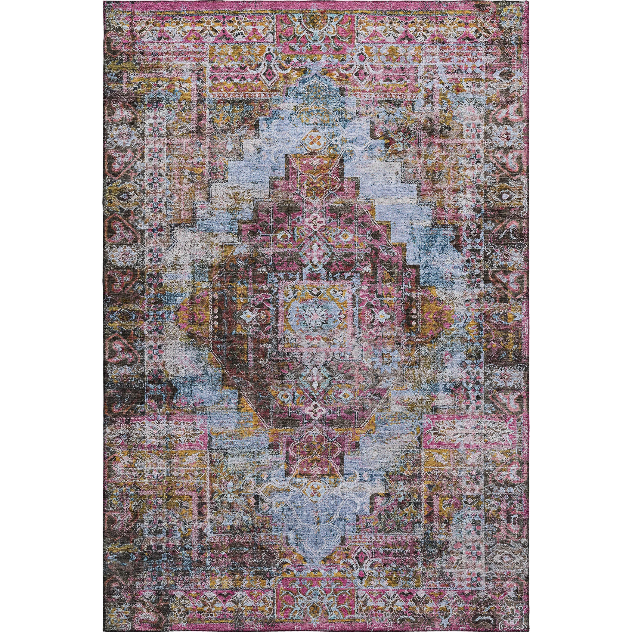 Hoi An Machine Washable Traditional Pink Rug 2'6" x 3'10" #shape_Rectangle