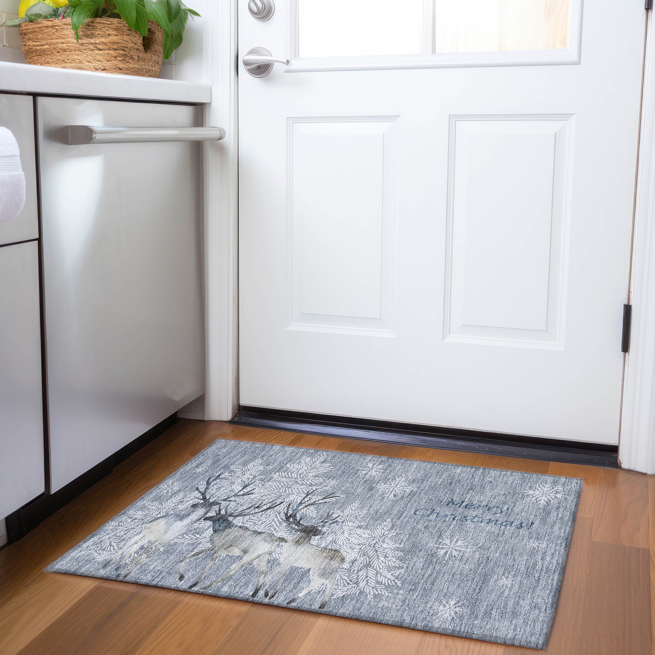Reykjavik Machine Washable Holiday Ash Gray Rug 1'8" x 2'6" #shape_Rectangle
