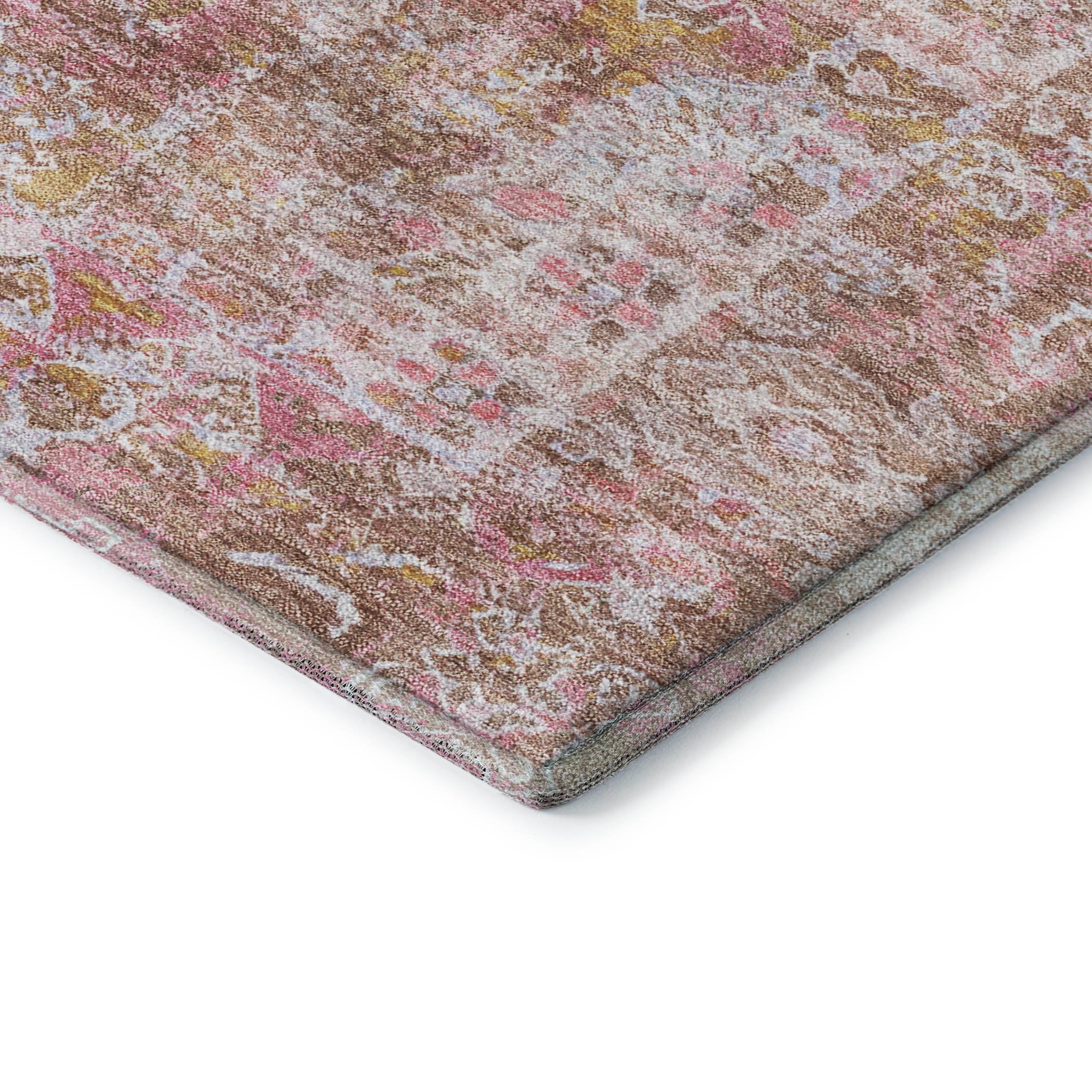 Hoi An Machine Washable Traditional Blush Pink Rug 1'8" x 2'6" #shape_Rectangle