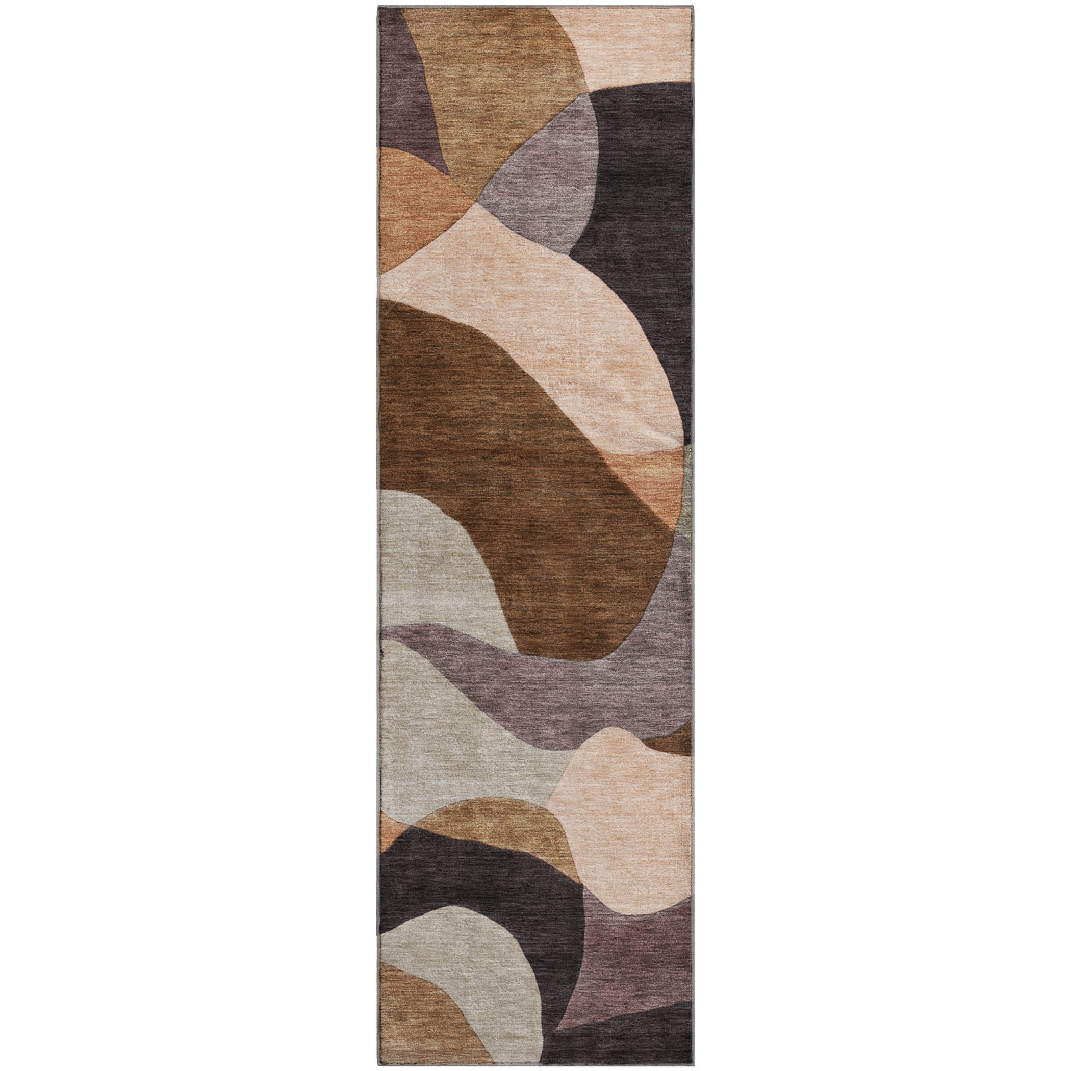 Bangkok Machine Washable Transitional Chocolate Brown Rug 2'3" x 7'6" #shape_Runner