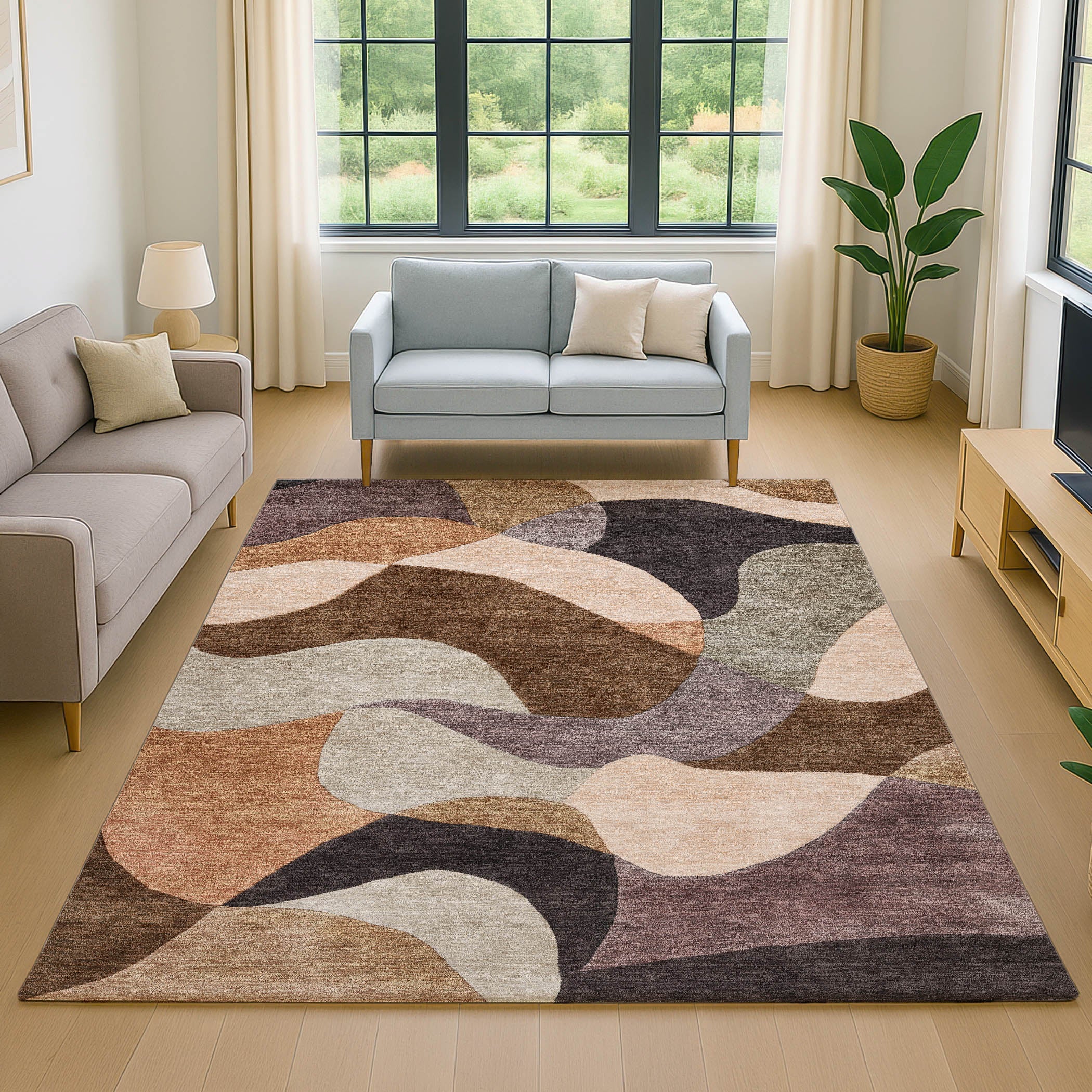 Bangkok Machine Washable Transitional Chocolate Brown Rug 2'6" x 3'10" #shape_Rectangle