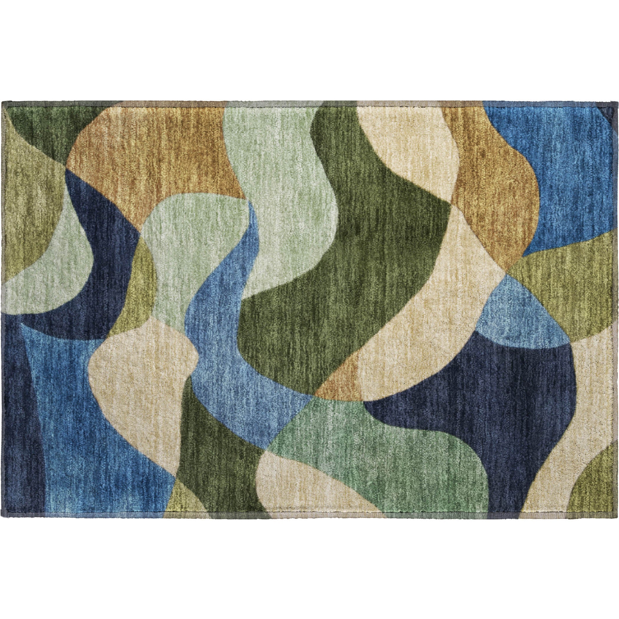 Bangkok Machine Washable Transitional Green Rug 1'8" x 2'6" #shape_Rectangle