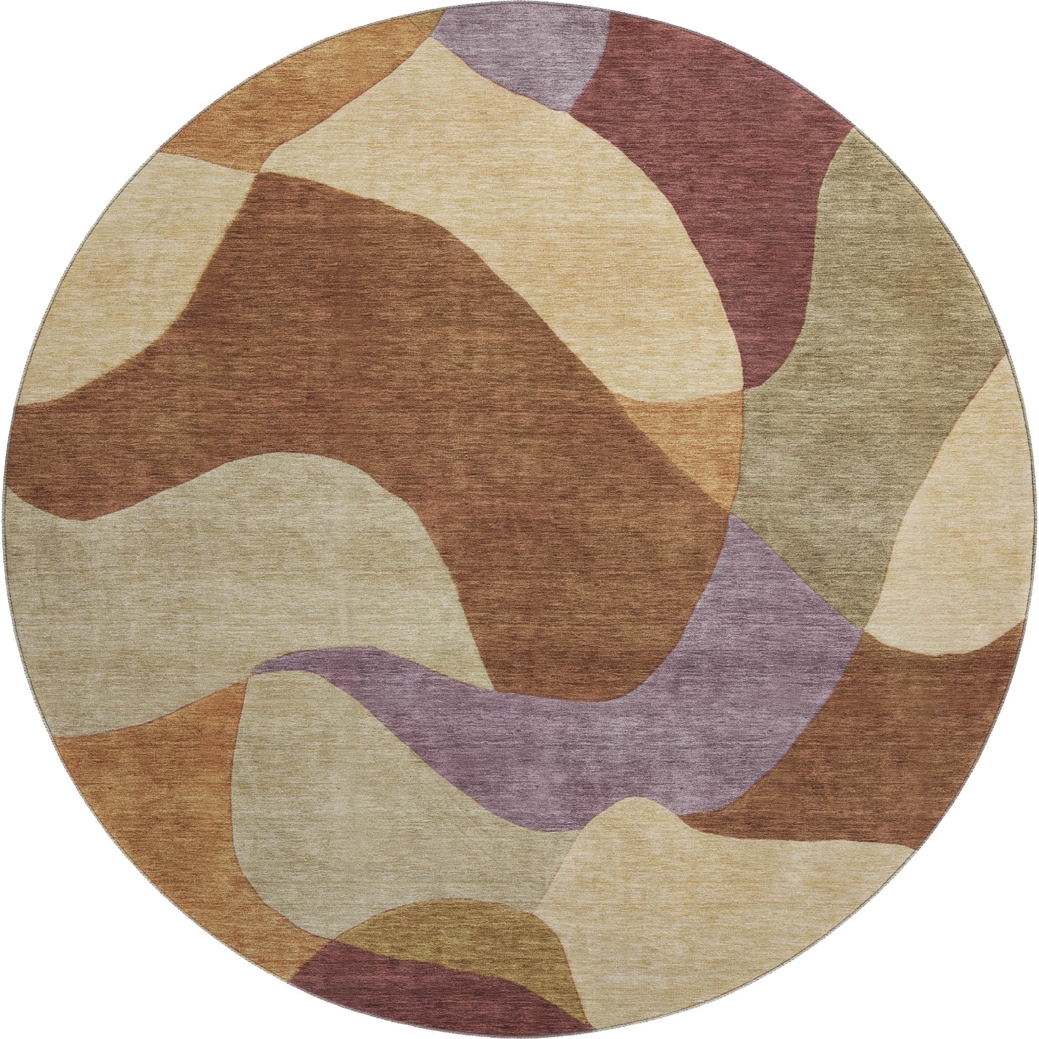 Bangkok Machine Washable Transitional Paprika Orange Rug 8' x 8' #shape_Round