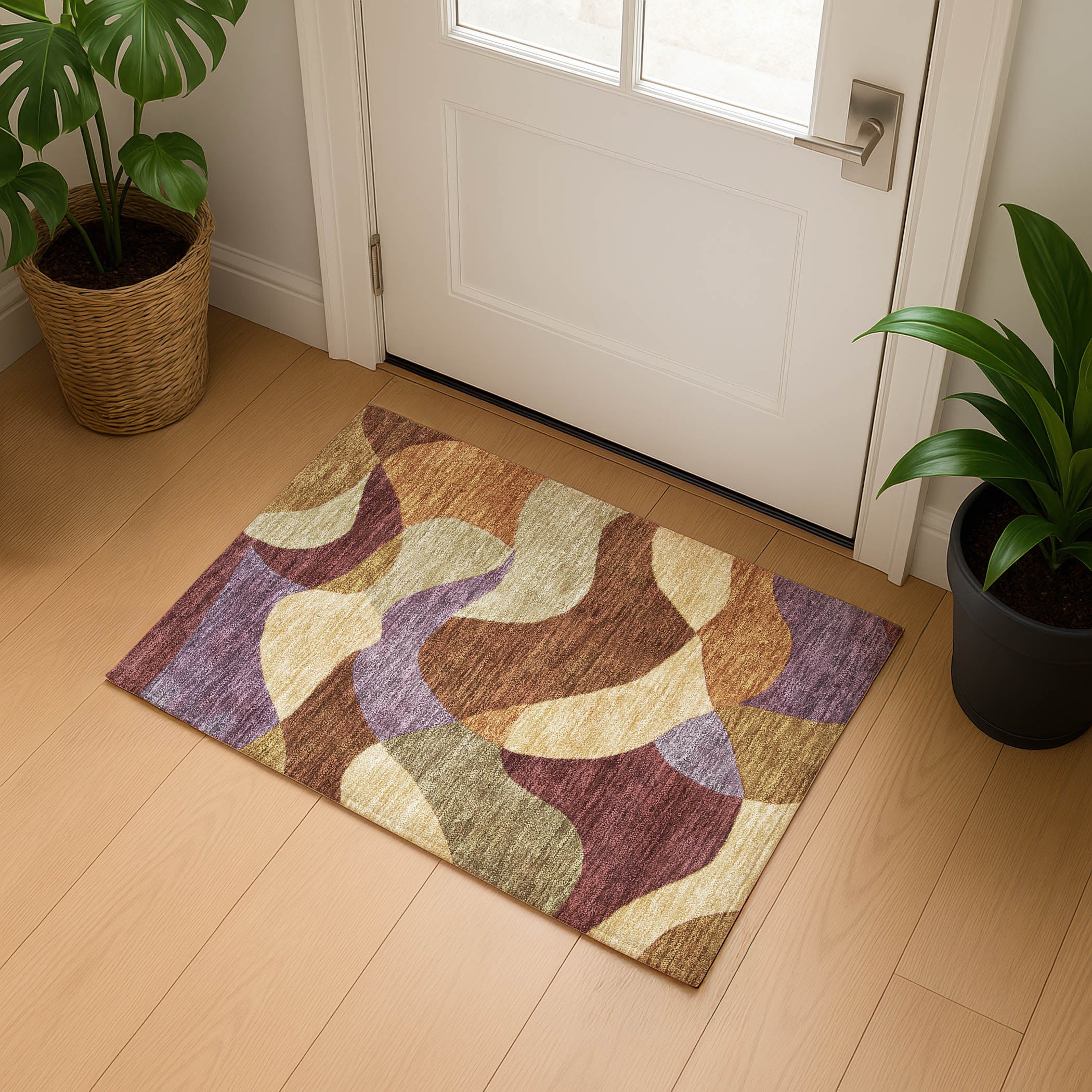 Bangkok Machine Washable Transitional Paprika Orange Rug 1'8" x 2'6" #shape_Rectangle
