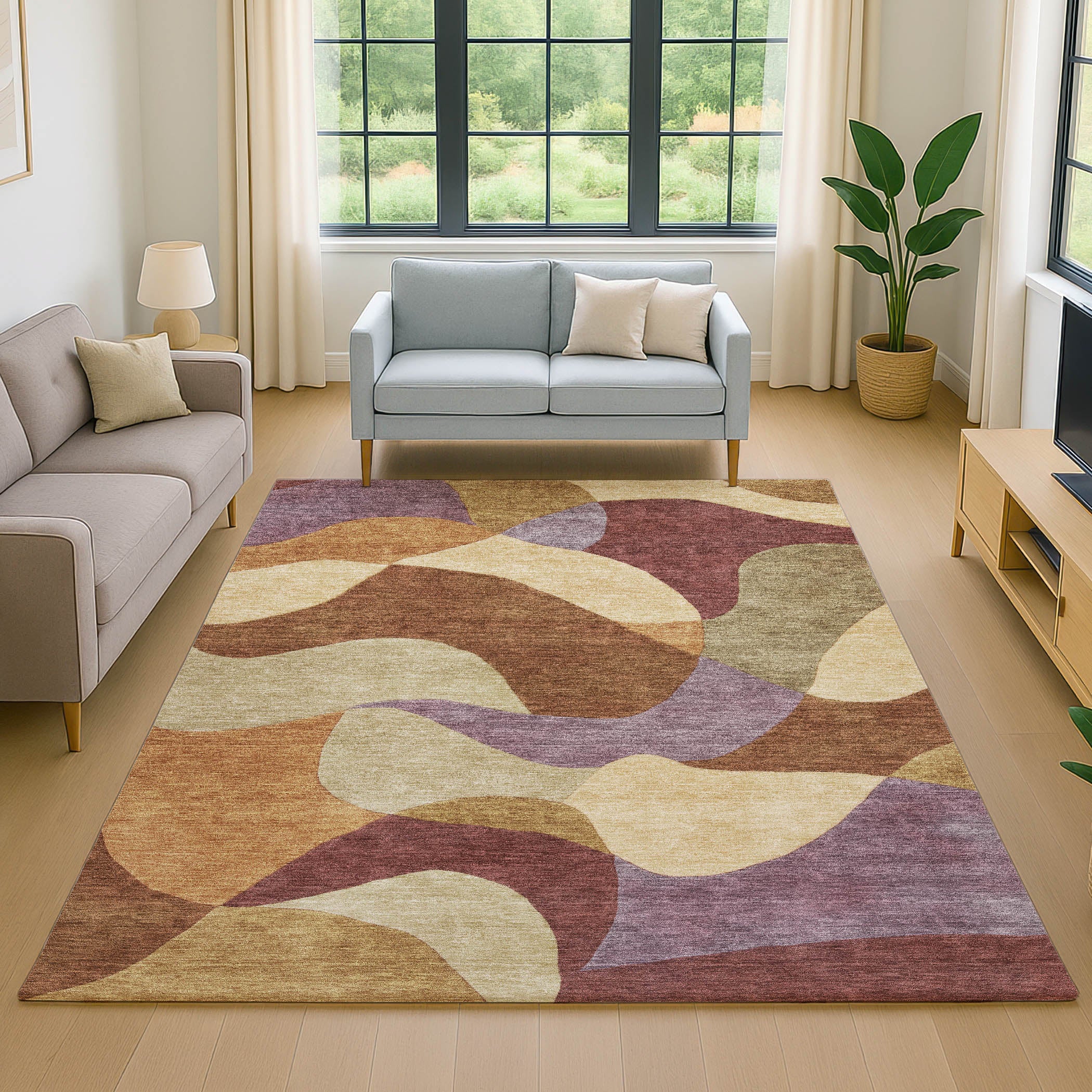 Bangkok Machine Washable Transitional Paprika Orange Rug 2'6" x 3'10" #shape_Rectangle