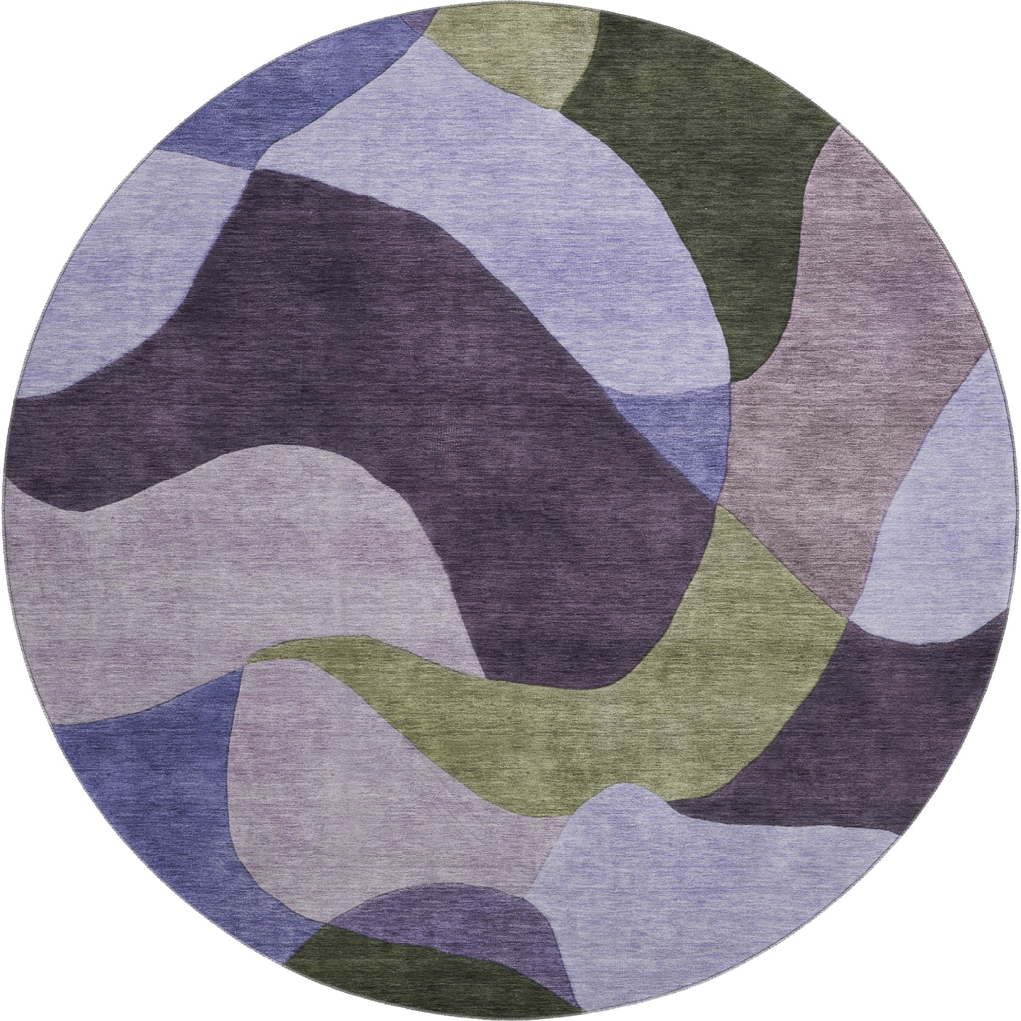 Bangkok Machine Washable Transitional Purple Rug 8' x 8' #shape_Round