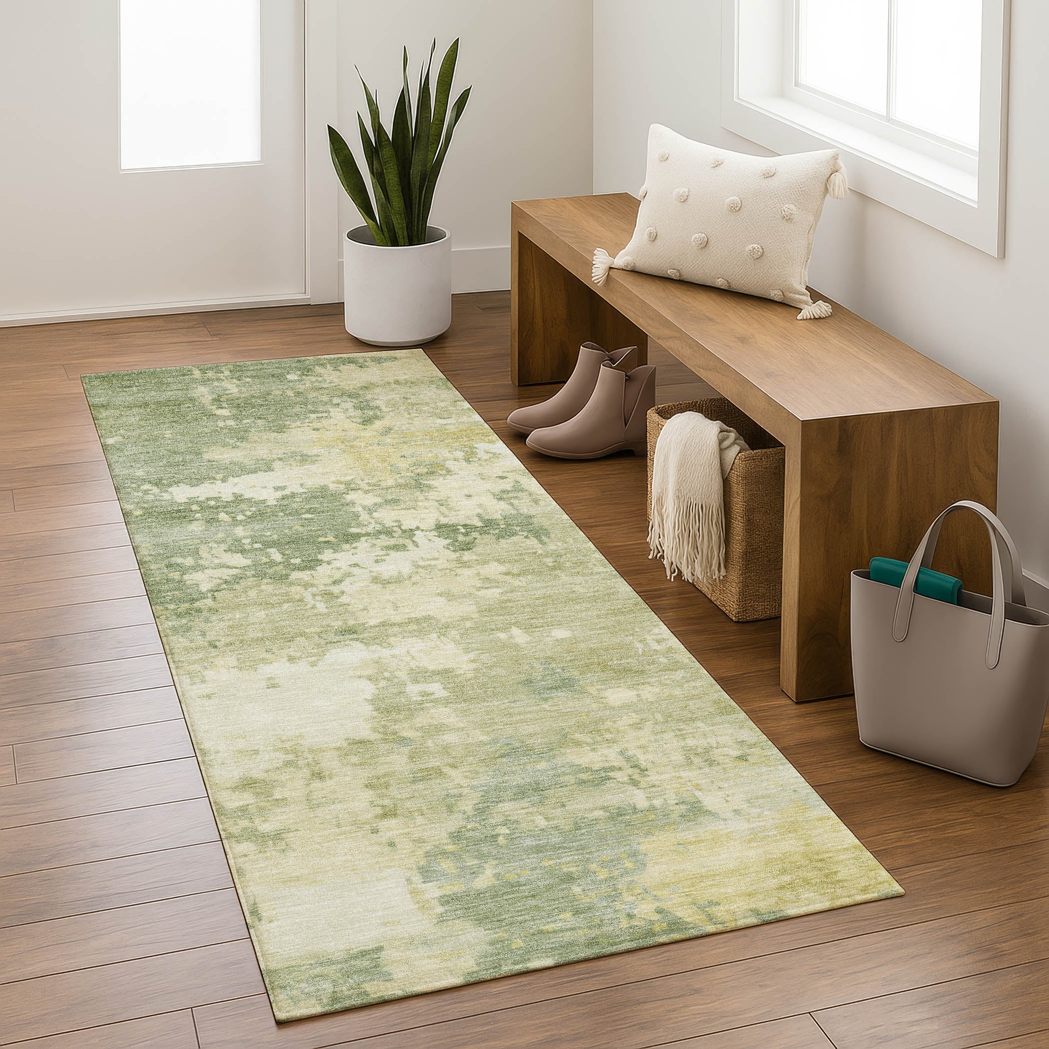 Jaipur Machine Washable Transitional Aloe Green Rug 2'3" x 7'6" #shape_Runner